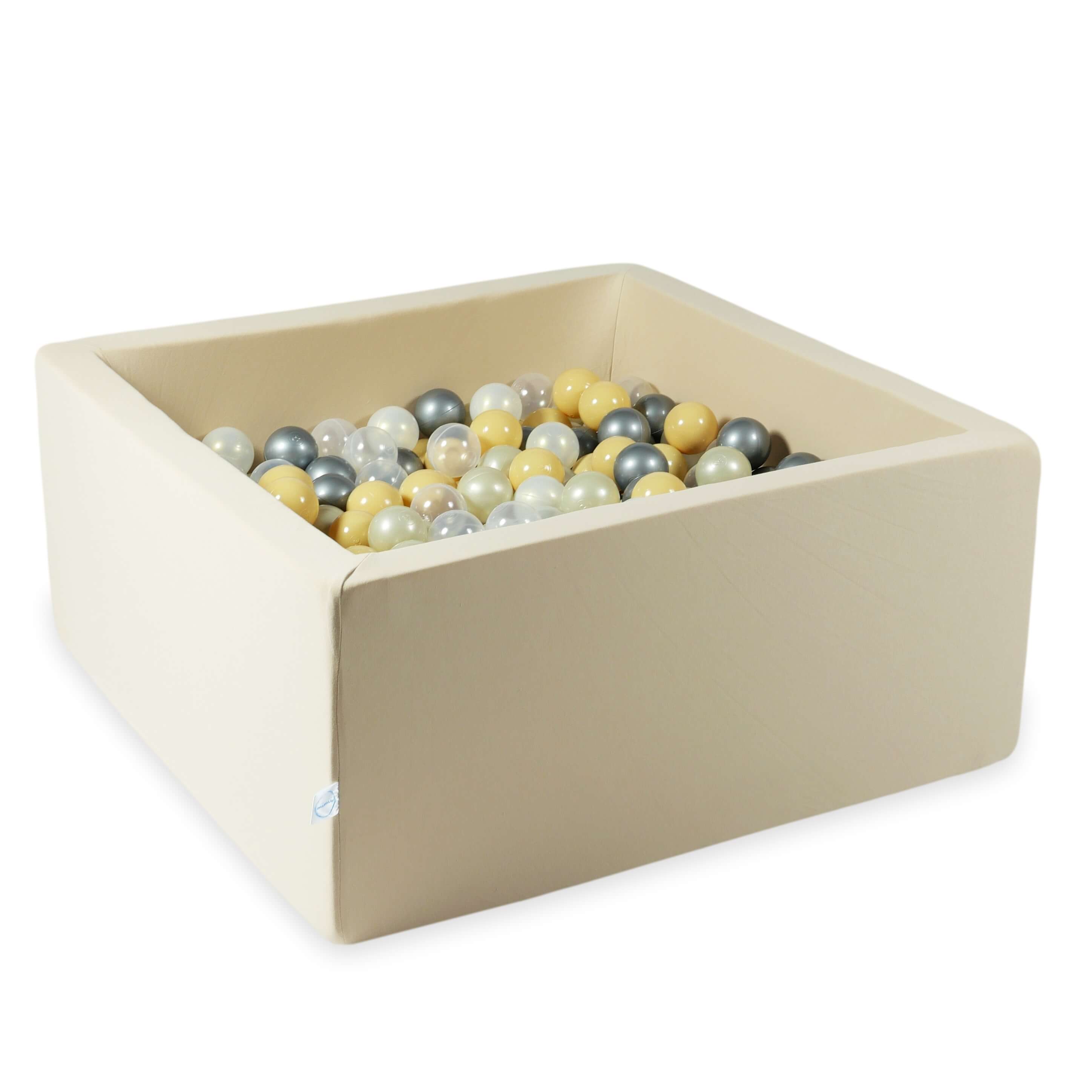 Square ball pit 90x90x40 cm in Beige, 400 balls