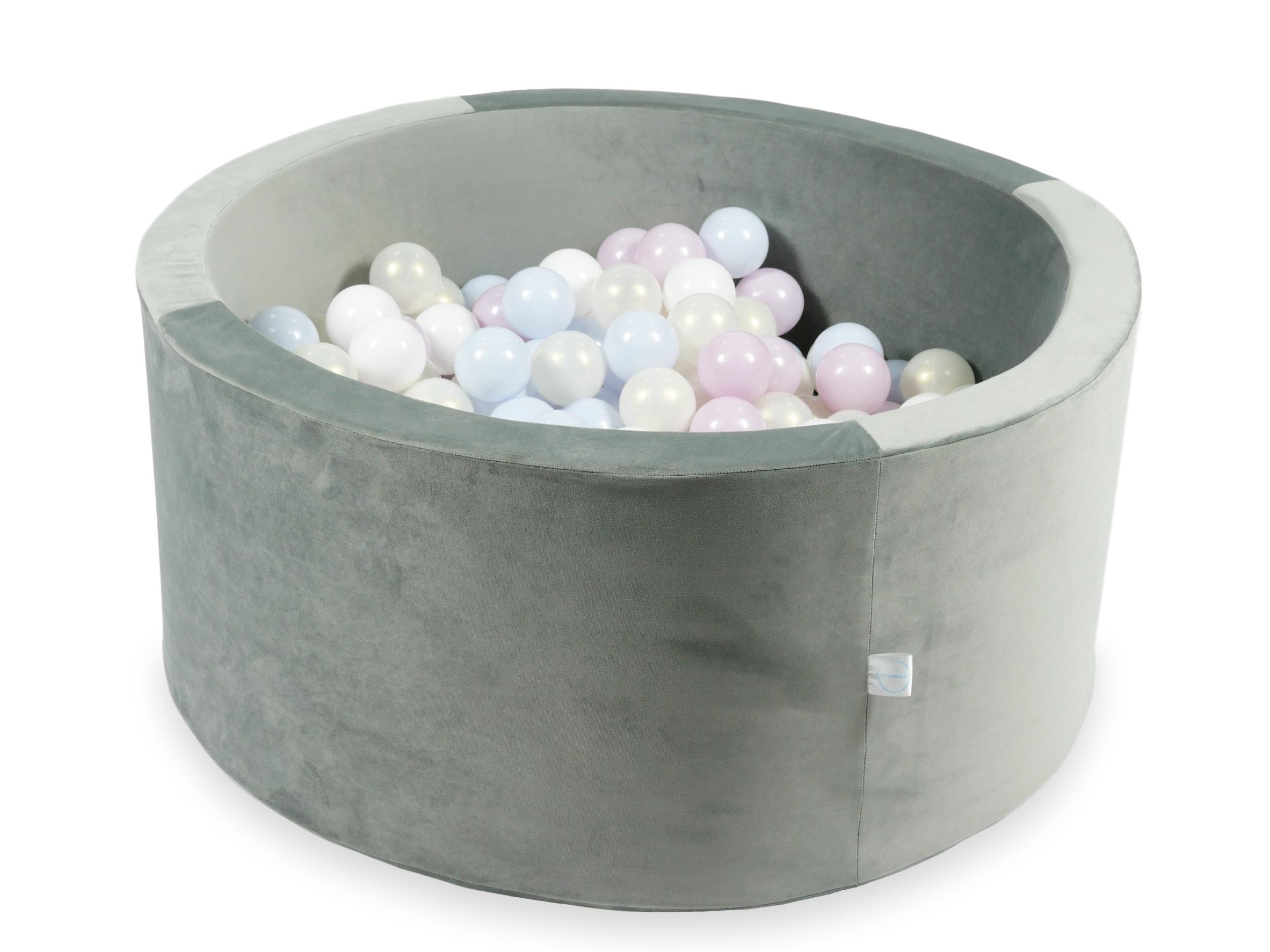 90x40 cm Velvet Gray Ball Pit with 300 Balls