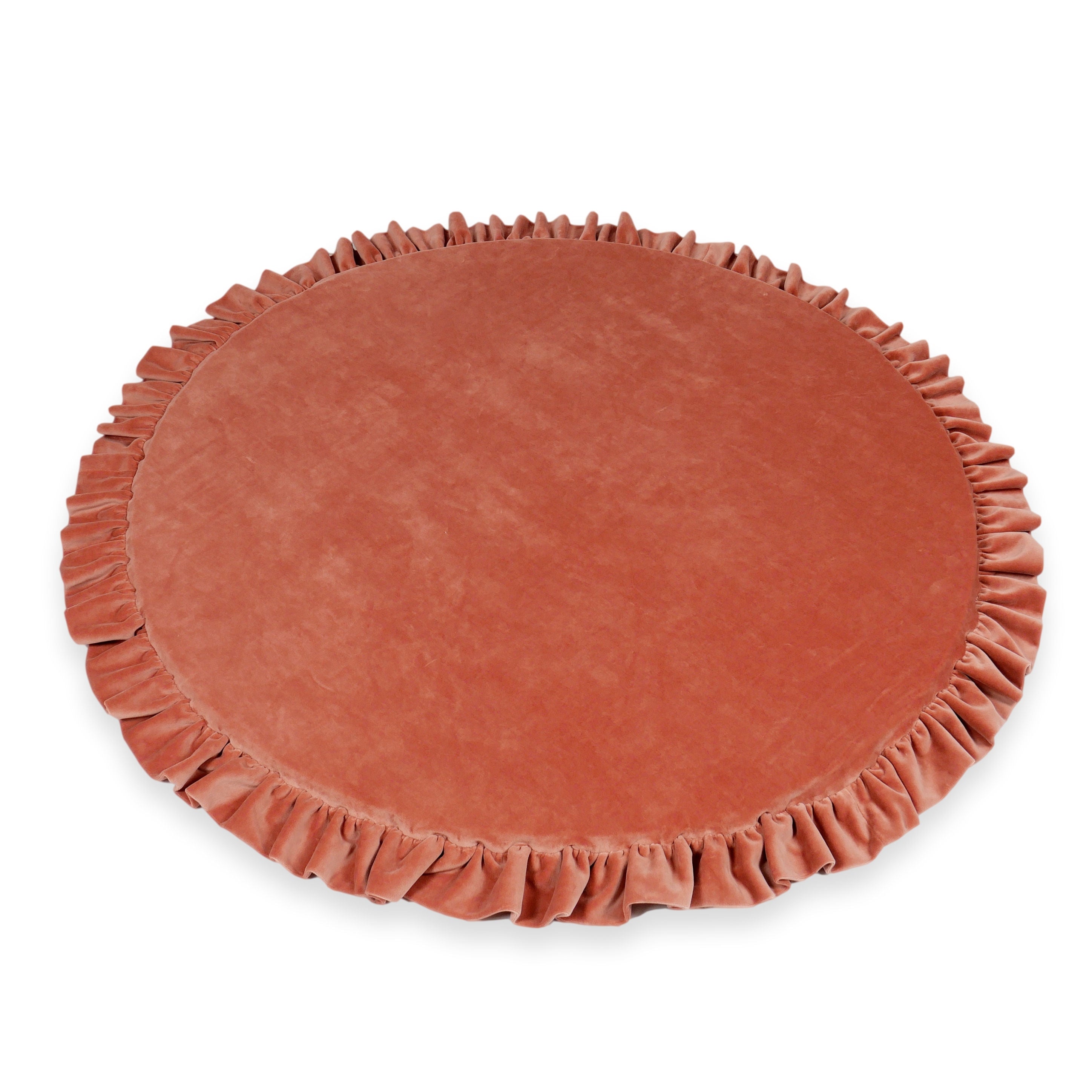 Round baby play mat 100cm with ruffle in soft velvet