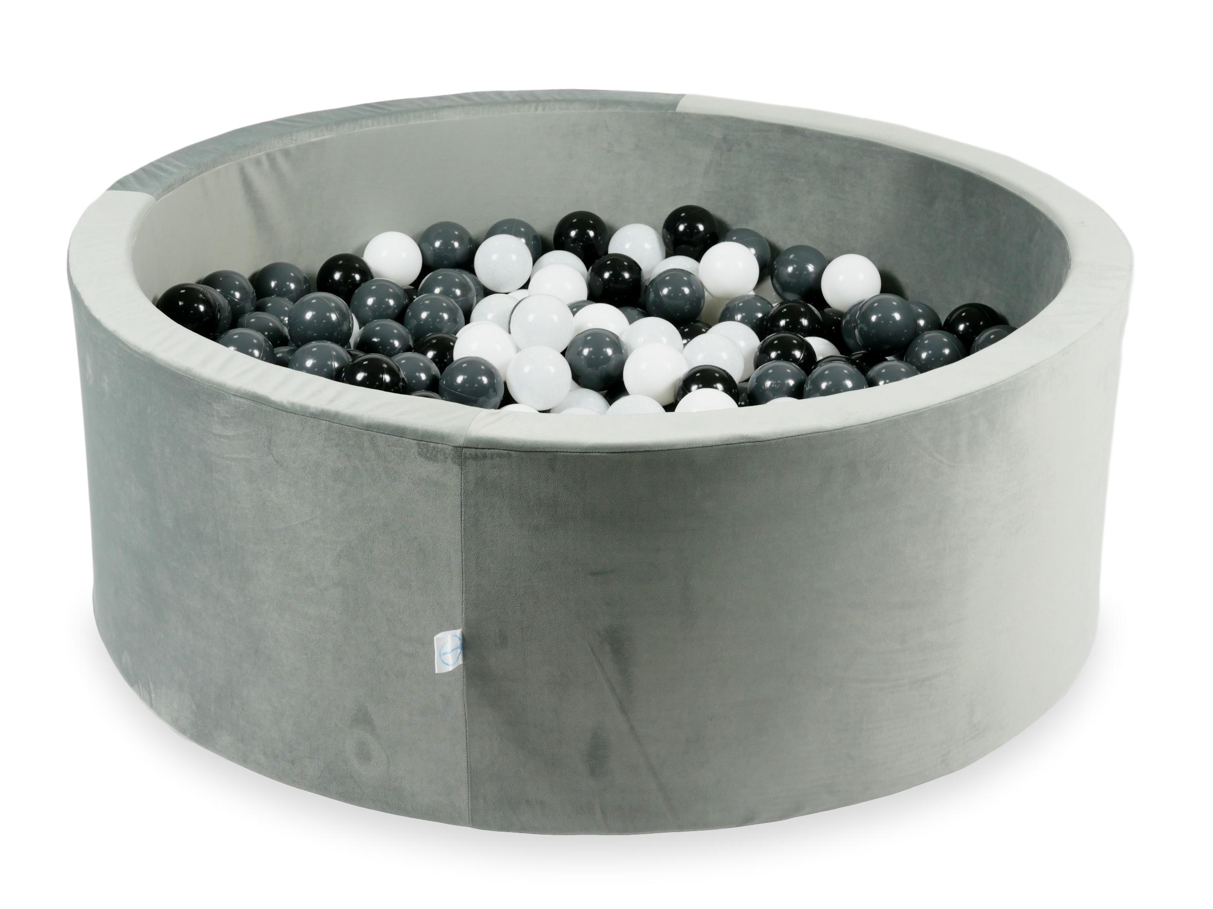 Bällebad aus Samt in Grau 110x40 cm mit 500 Bällen