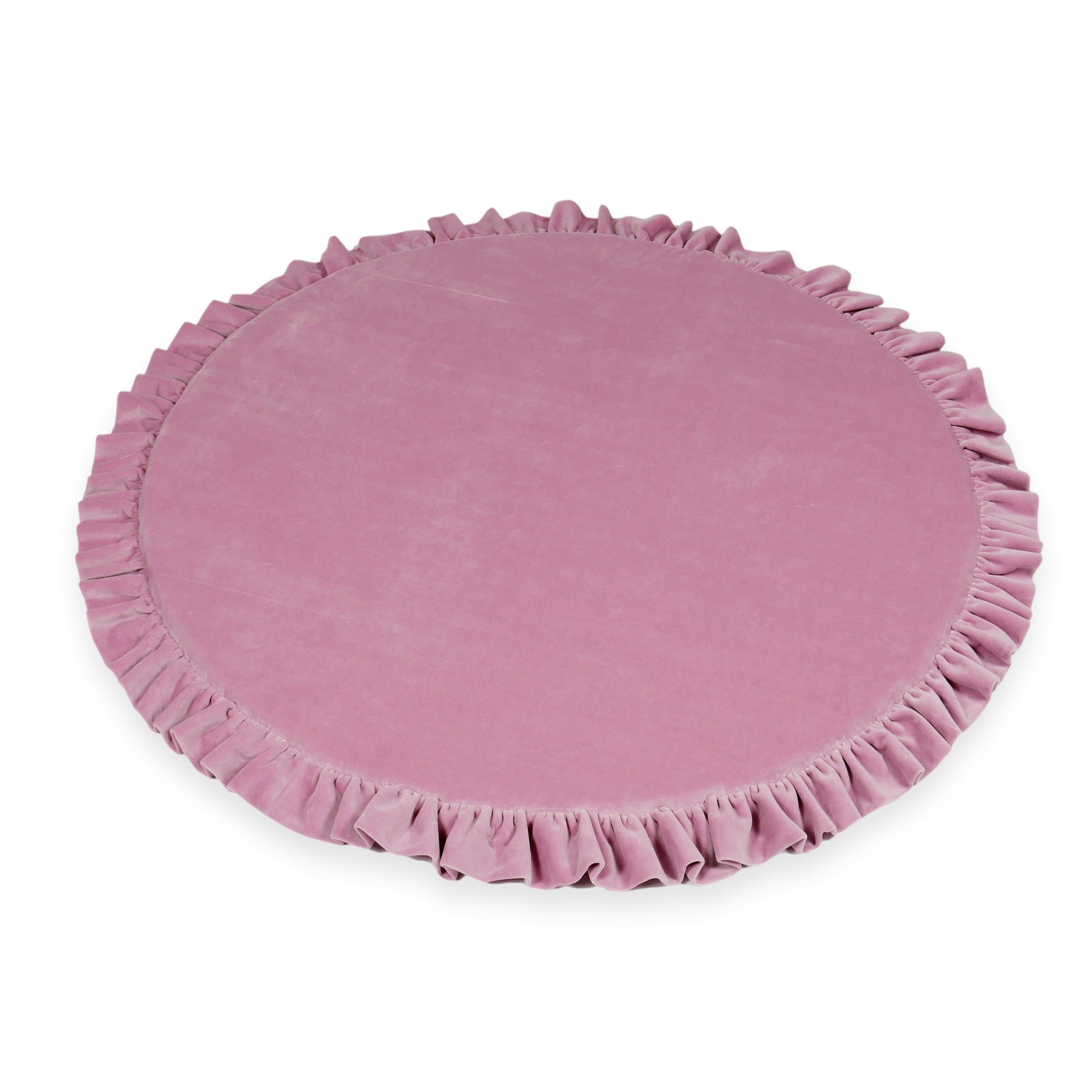 Round baby play mat 100cm with ruffle in soft velvet