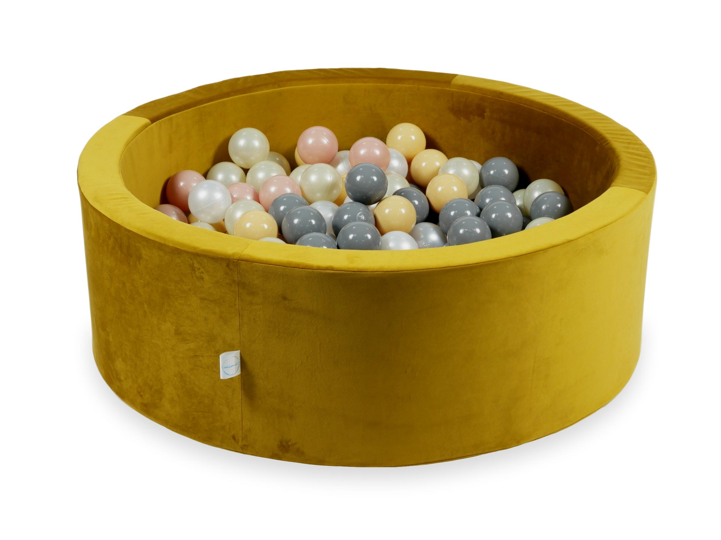 Piscine à balles en velours velvet dore 90x30 cm avec 200 balles