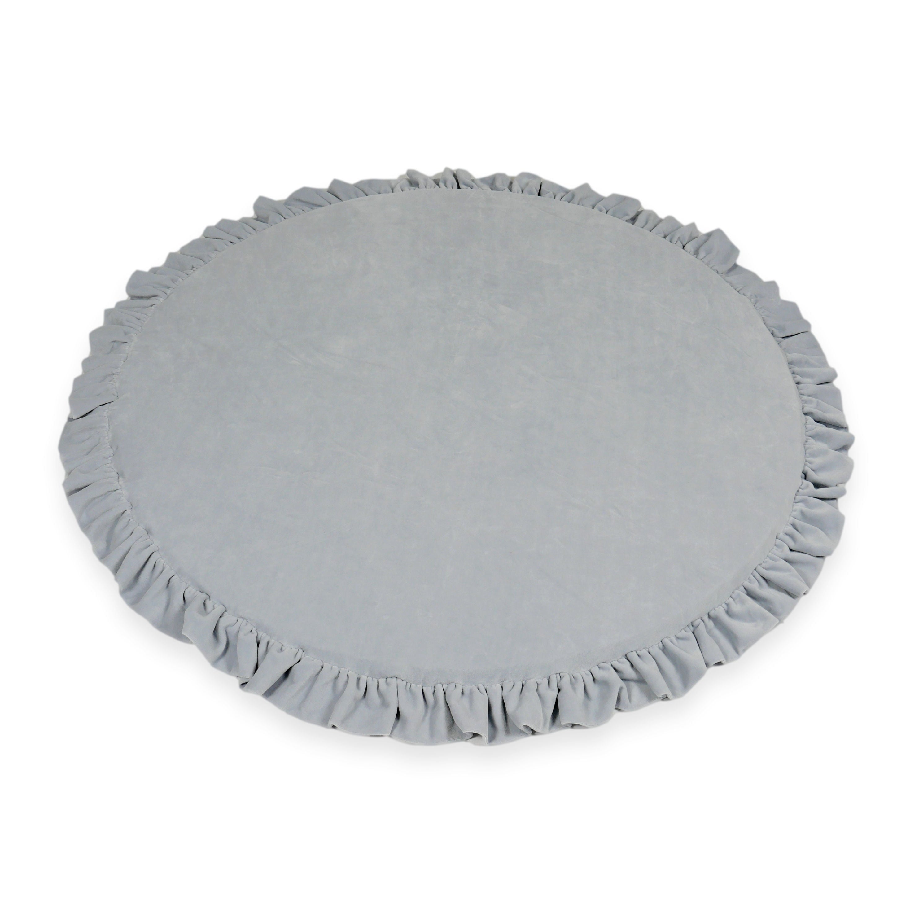 Round baby play mat 100cm with ruffle in soft velvet