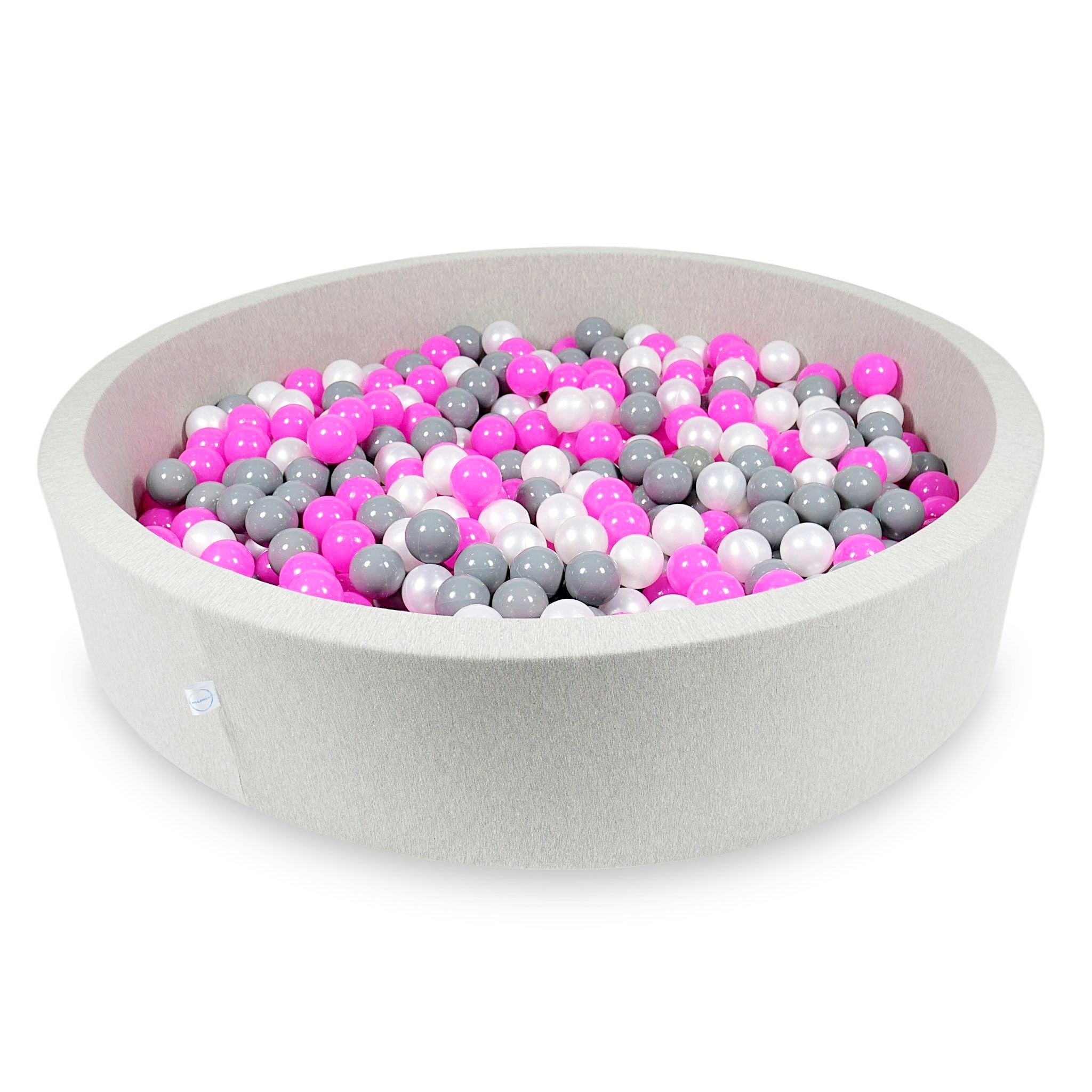 Light gray ball pit 130x30 cm with 600 balls