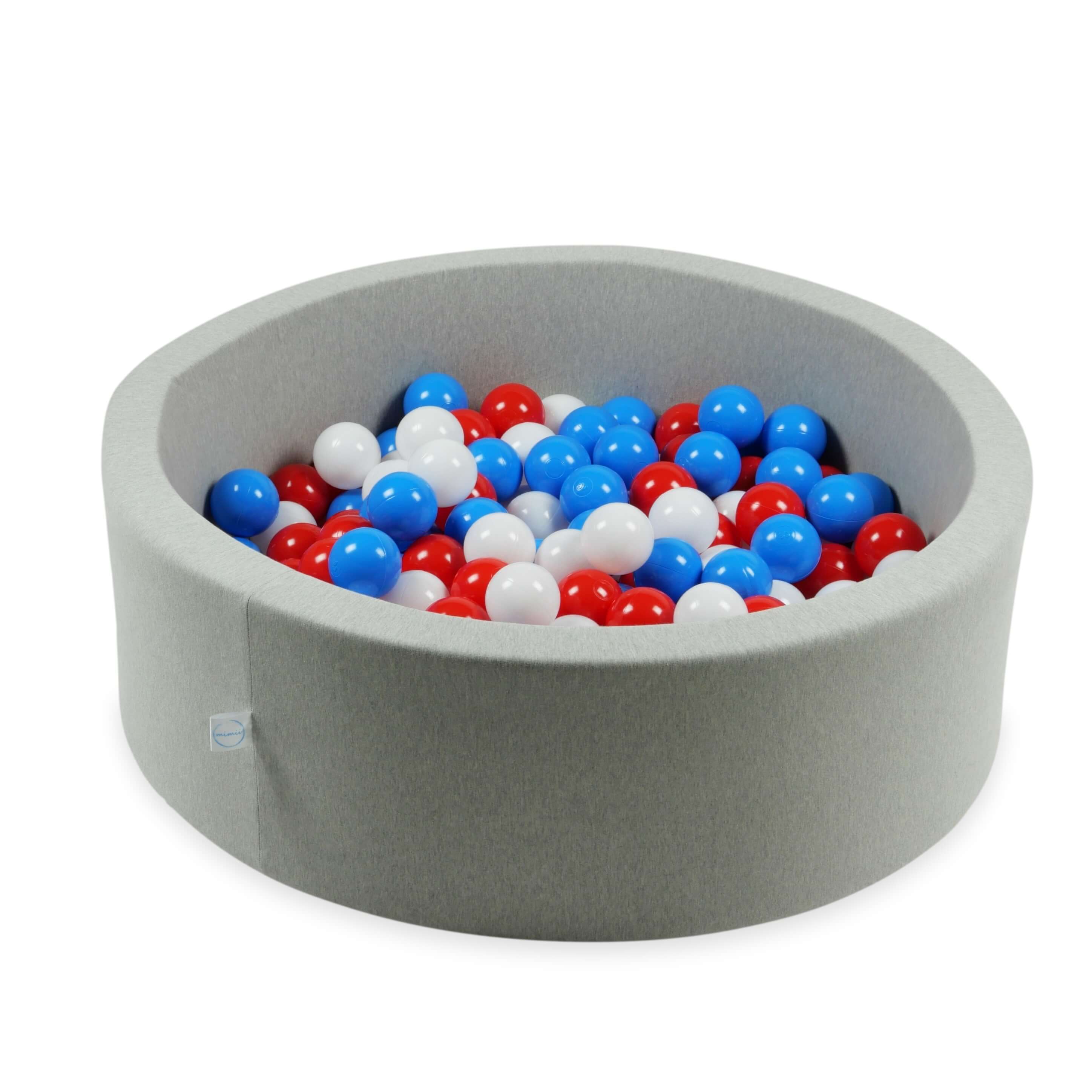 25 Spielbälle, 7 cm Durchmesser, weiß, rot, blau