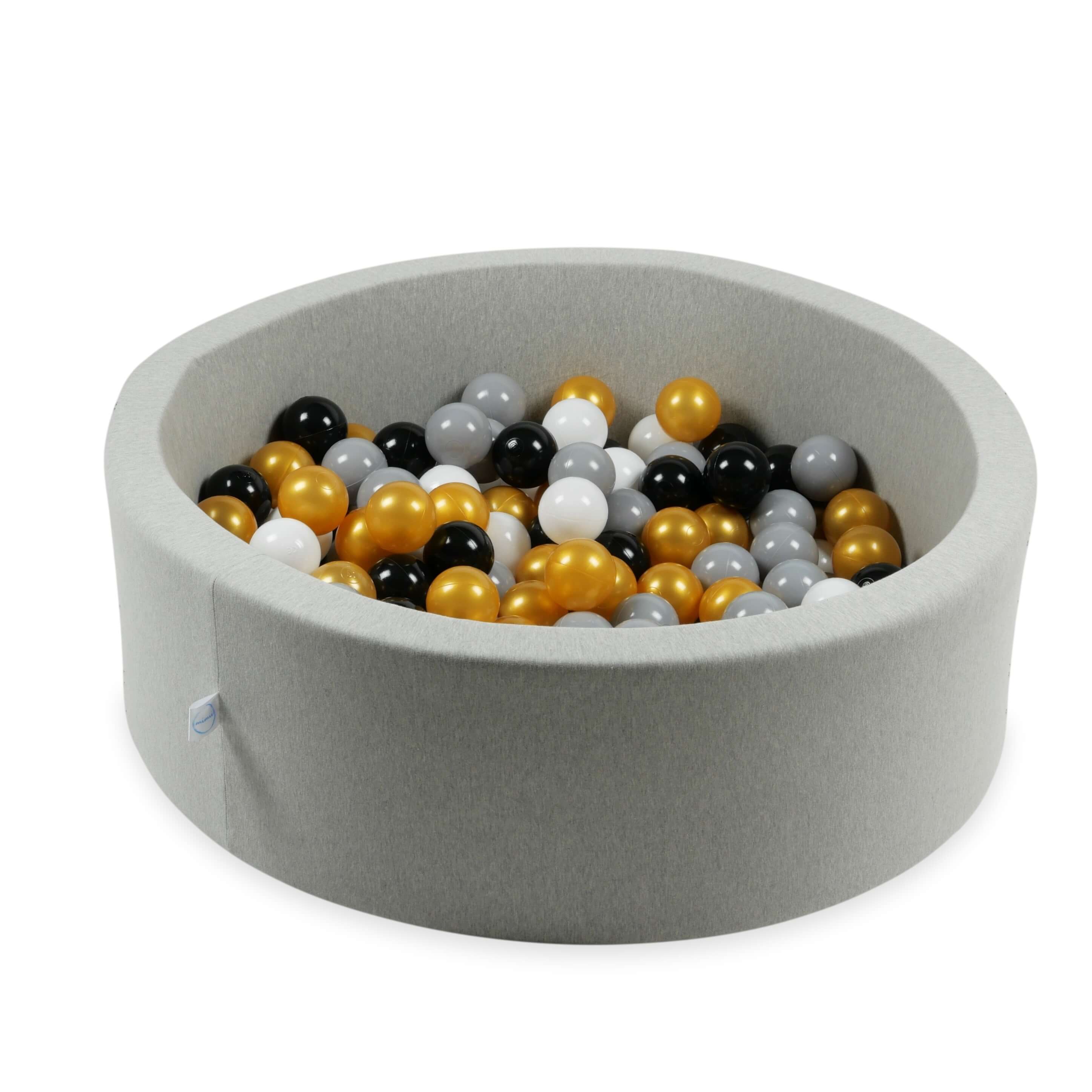 Spielbälle mit 7 cm Durchmesser, 150 Stück, weiß, grau, schwarz, gold