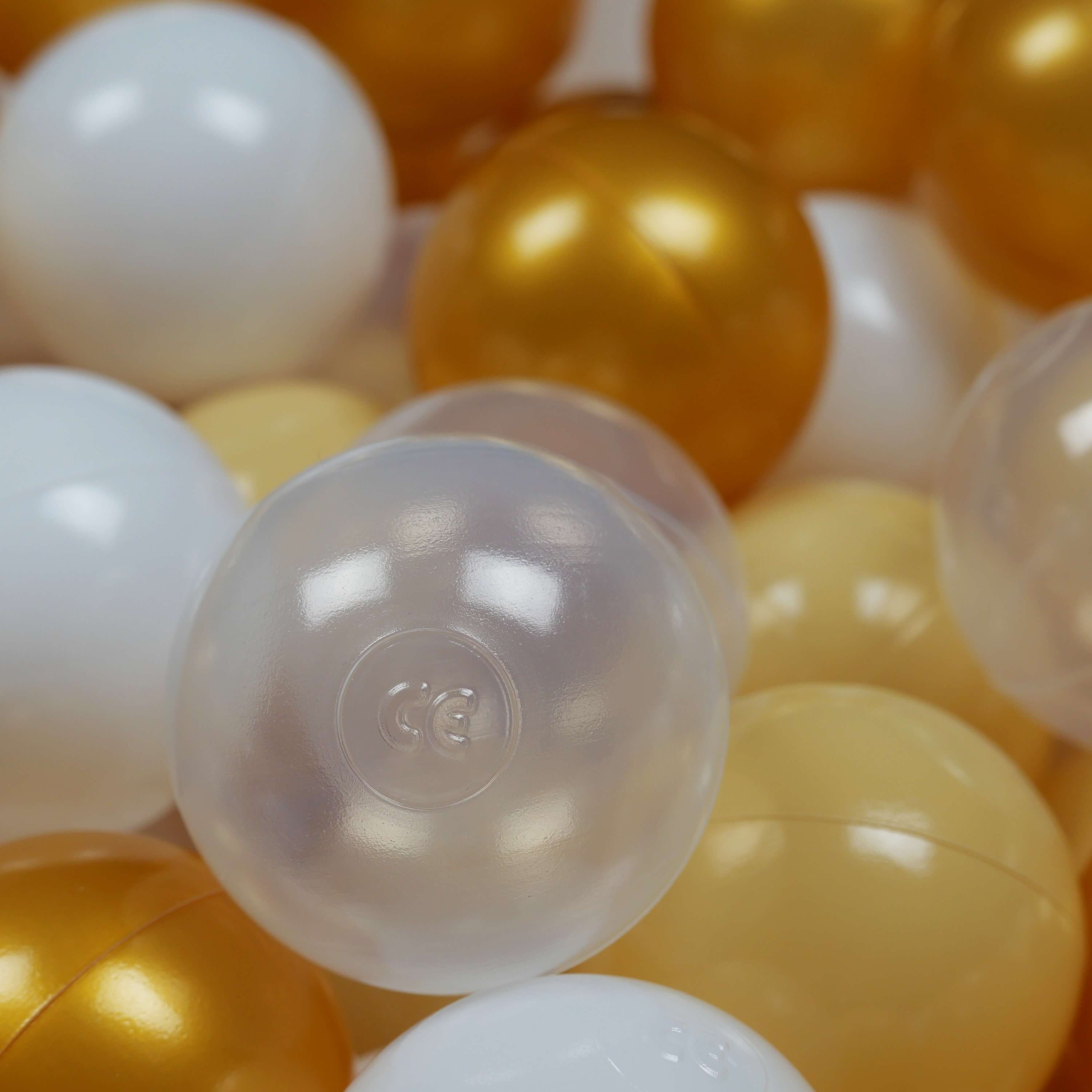 Balles de jeu ø7cm 50 pièces blanc, transparent, dore, beige