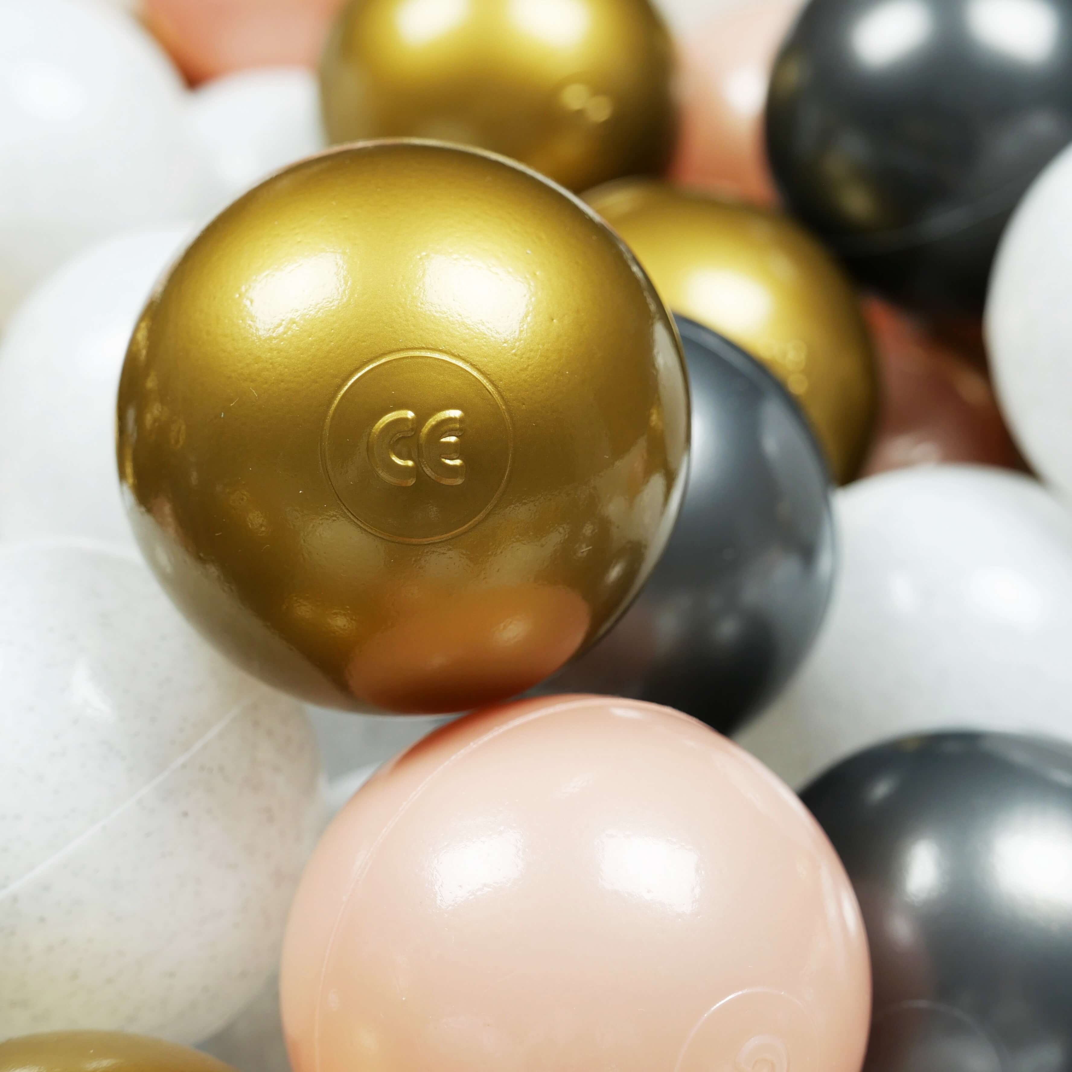 Play balls ø7cm 500 pieces white pull, metallic graphite, rose gold, old gold