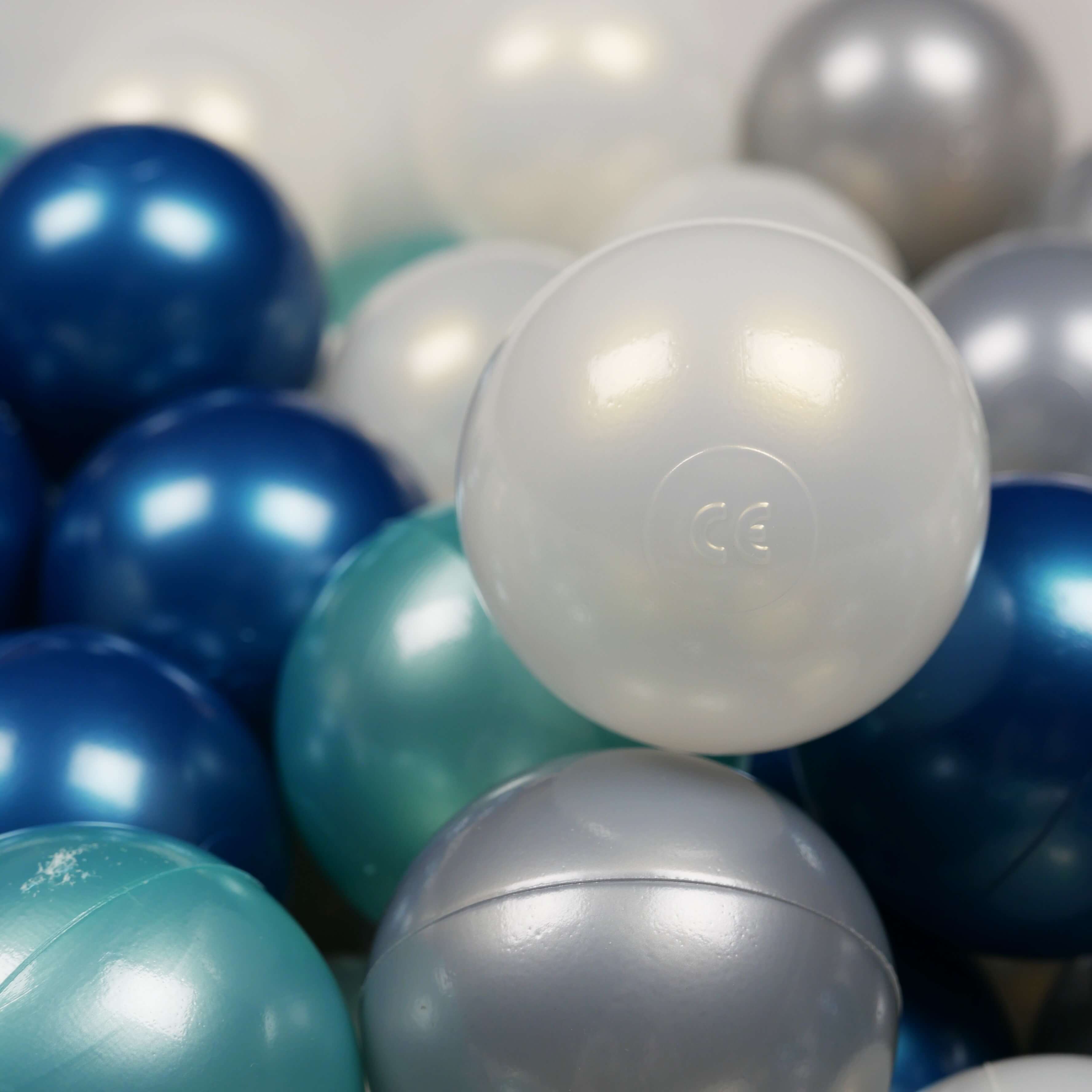 Game balls ø7cm 50 pieces metallic turquoise, metallic blue, iridescent, silver