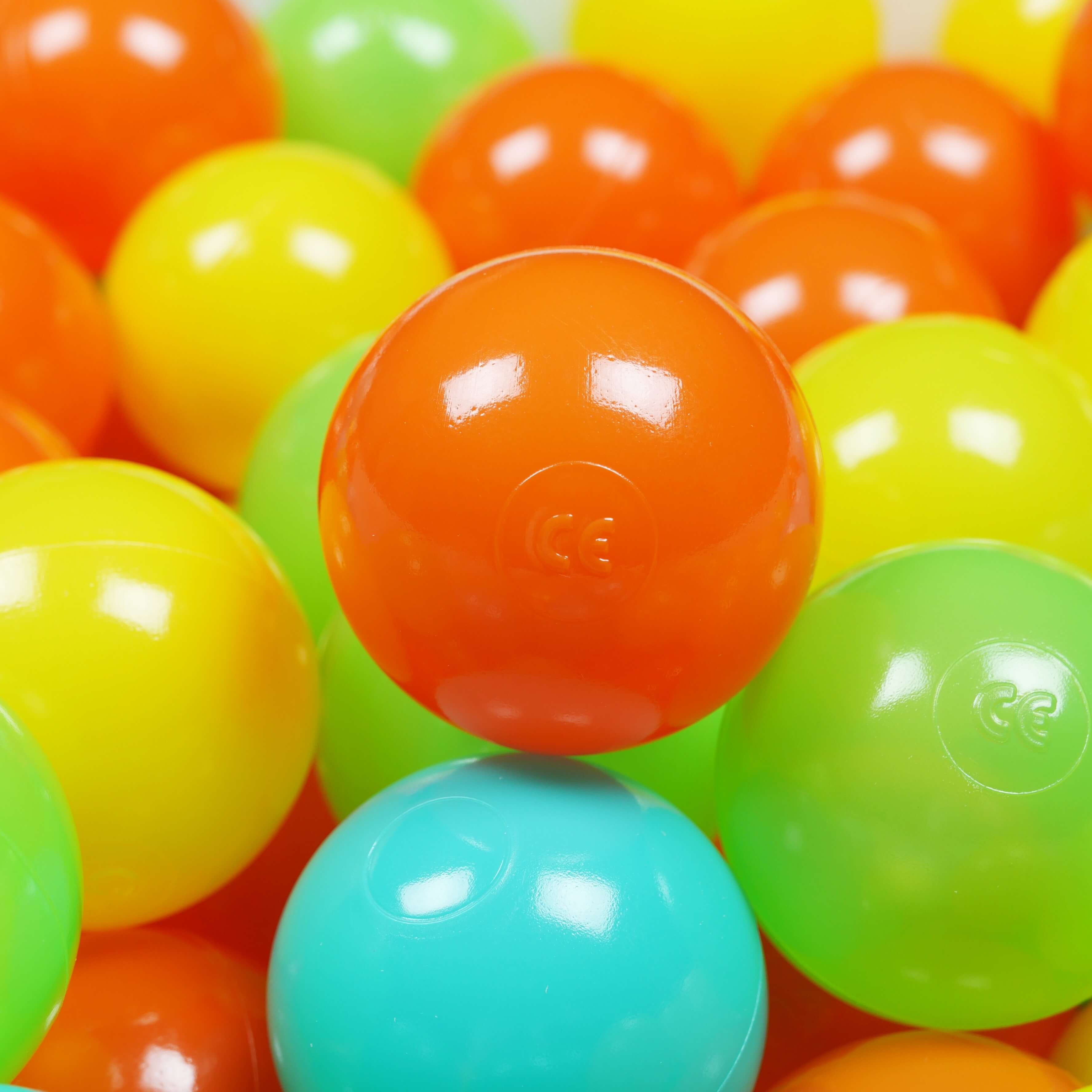 Play balls ø7cm 100 pieces yellow, orange, celadon, turquoise