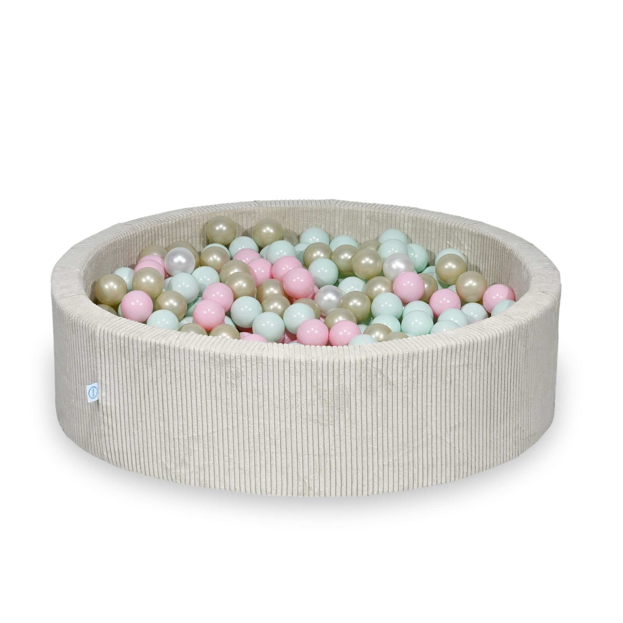 Ball Pit in corduroy beige 110x30 cm with 400 balls
