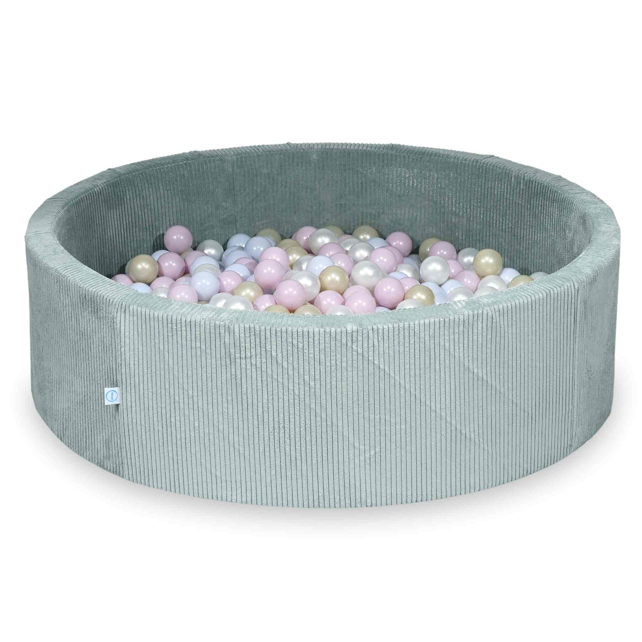 Bällebad aus hellmintfarbenem Cordstoff 130x40 cm mit 700 Bällen