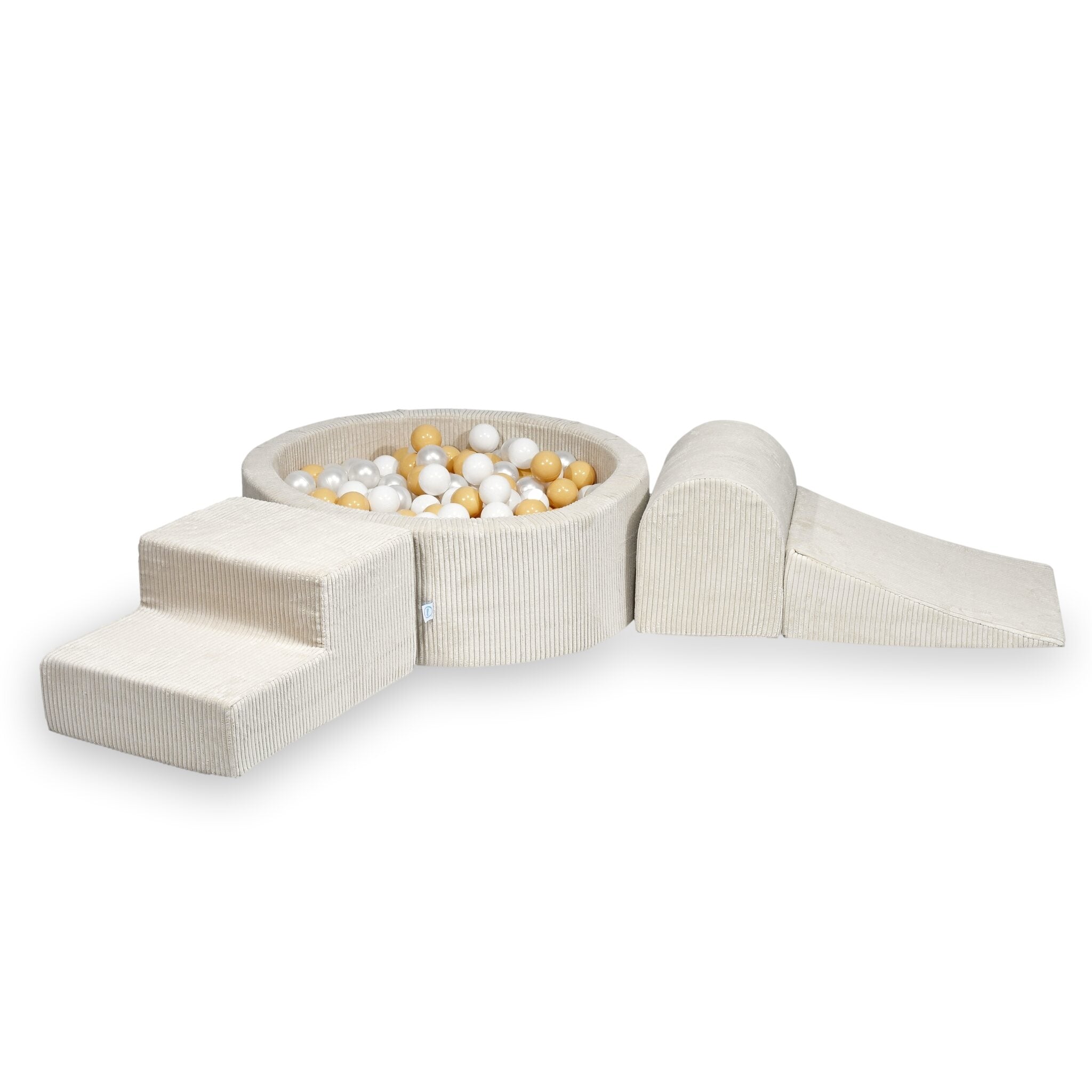 Foam playground with round pool 90x30 beige corduroy + 200 balls