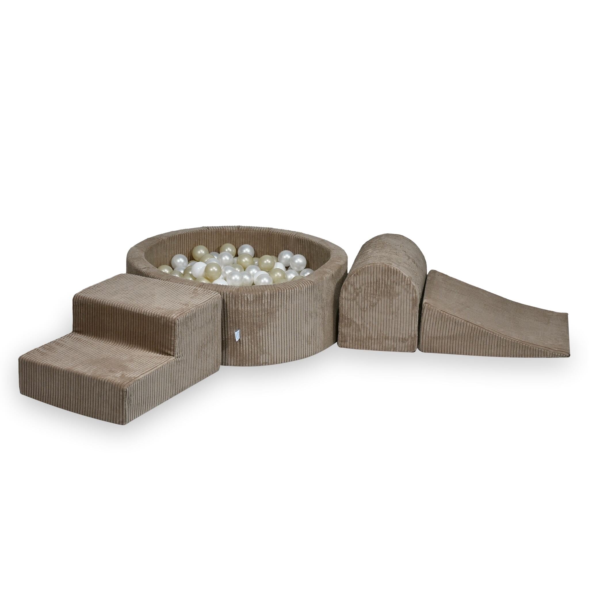 Schaumstoff-Spielbereich mit rundem Pool 90x30 Kord toffee +200 Bälle