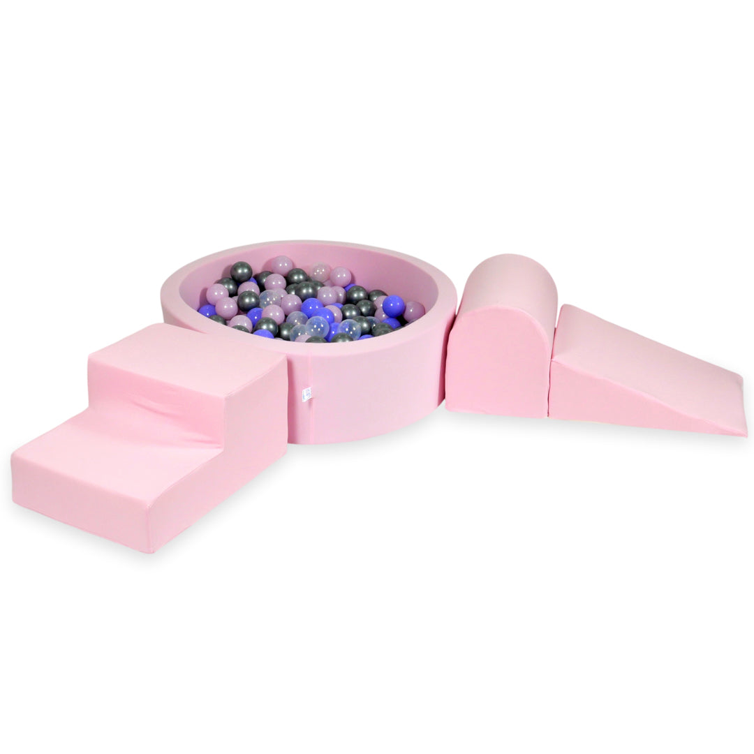 Foam play area with round pool 90x30 powder pink + 200 balls
