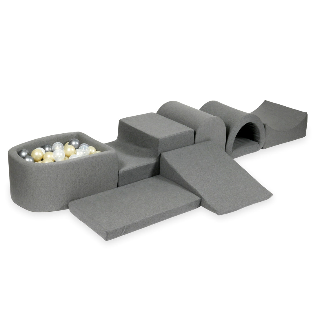 Largest foam play area with gray micro ball pit + 100 balls