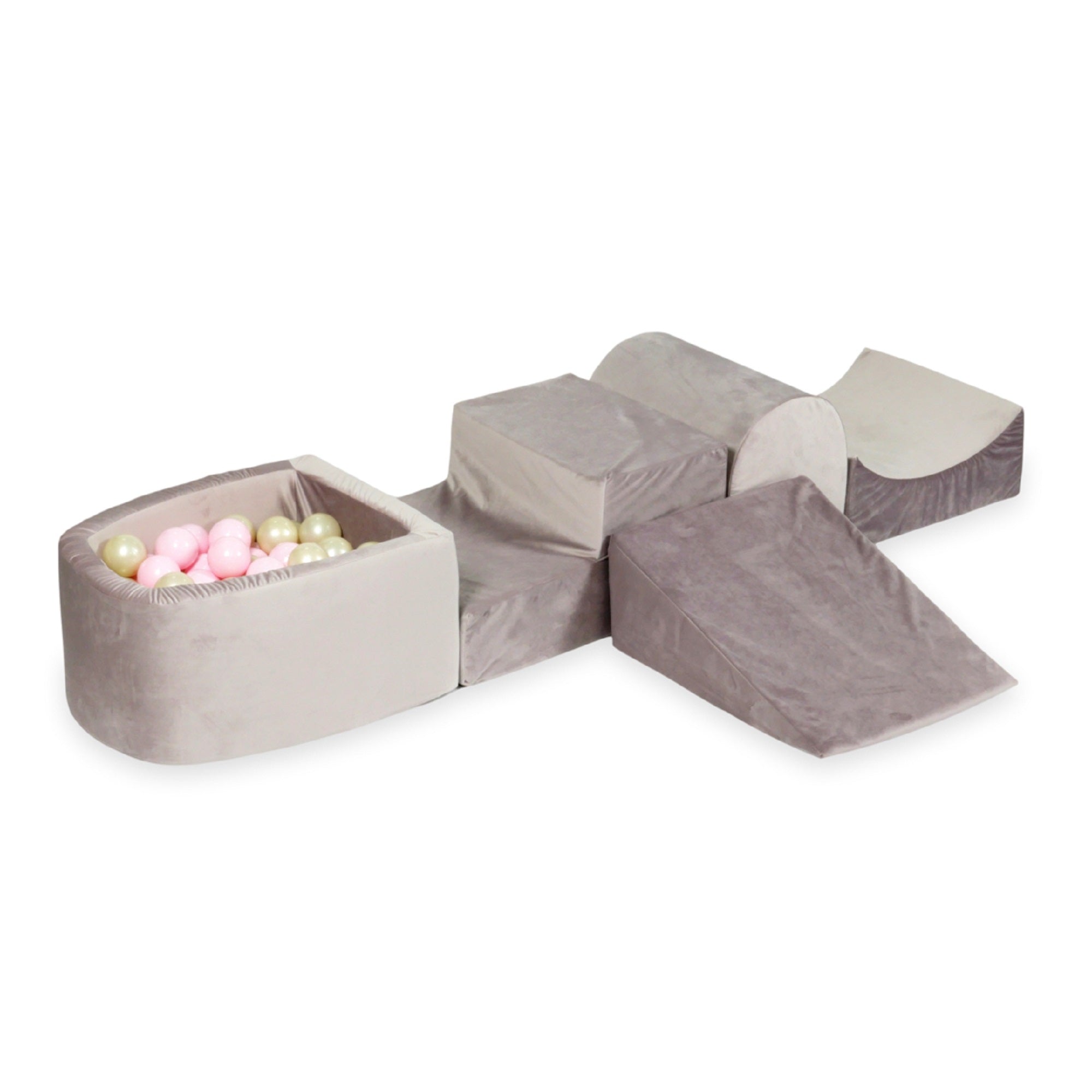 Aire de jeux en mousse avec colline et piscine micro velvet lilac + 100 balles