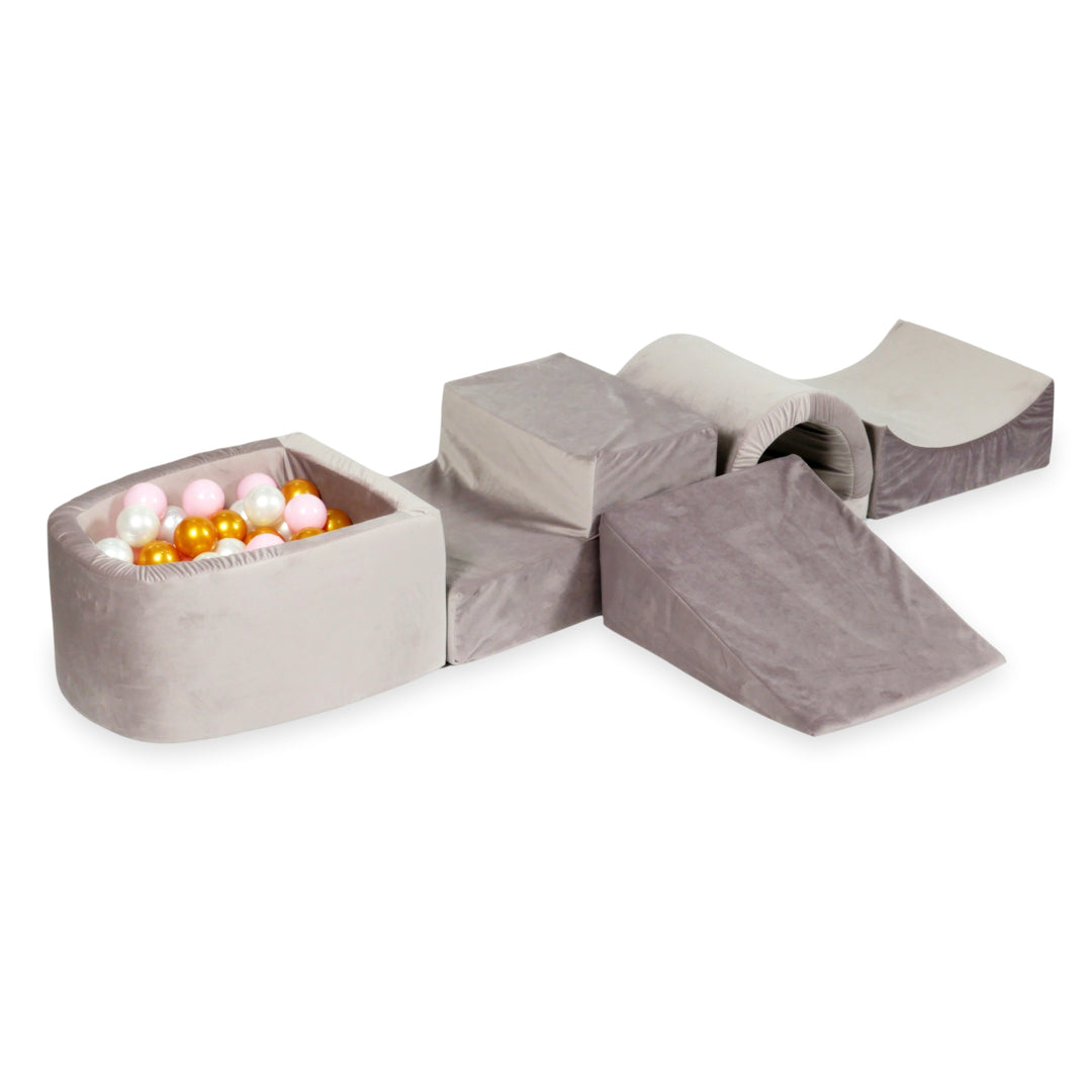 Foam play area with bridge and micro velvet lilac pool + 100 balls