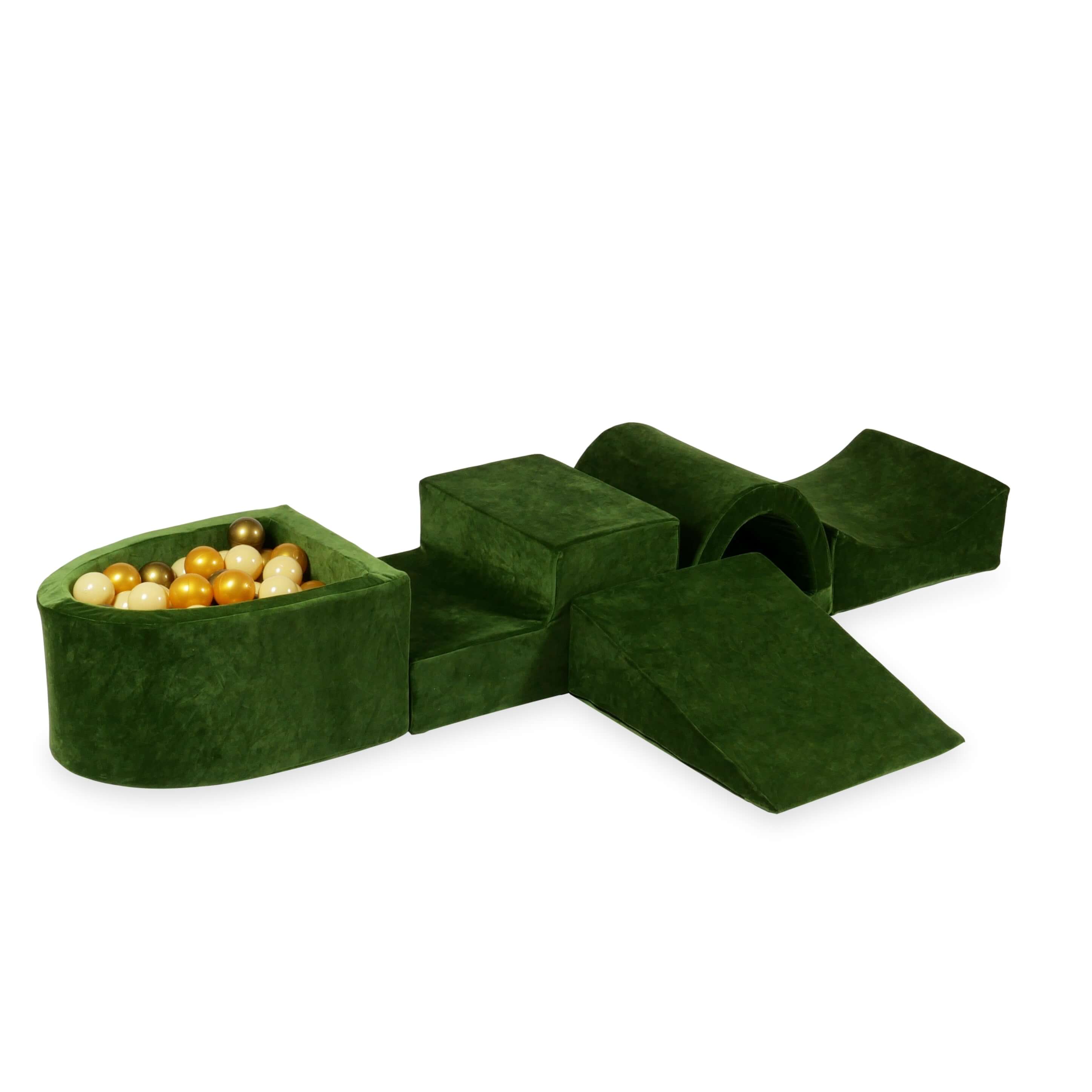 Foam play area with bridge and micro velvet soft olive pool + 100 balls