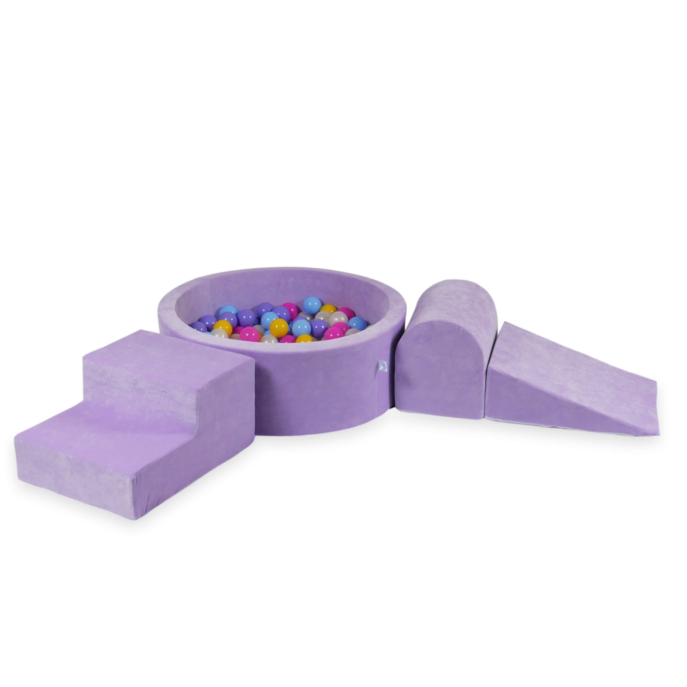 Foam play area with round pool 90x30 velvet soft lilac + 200 balls