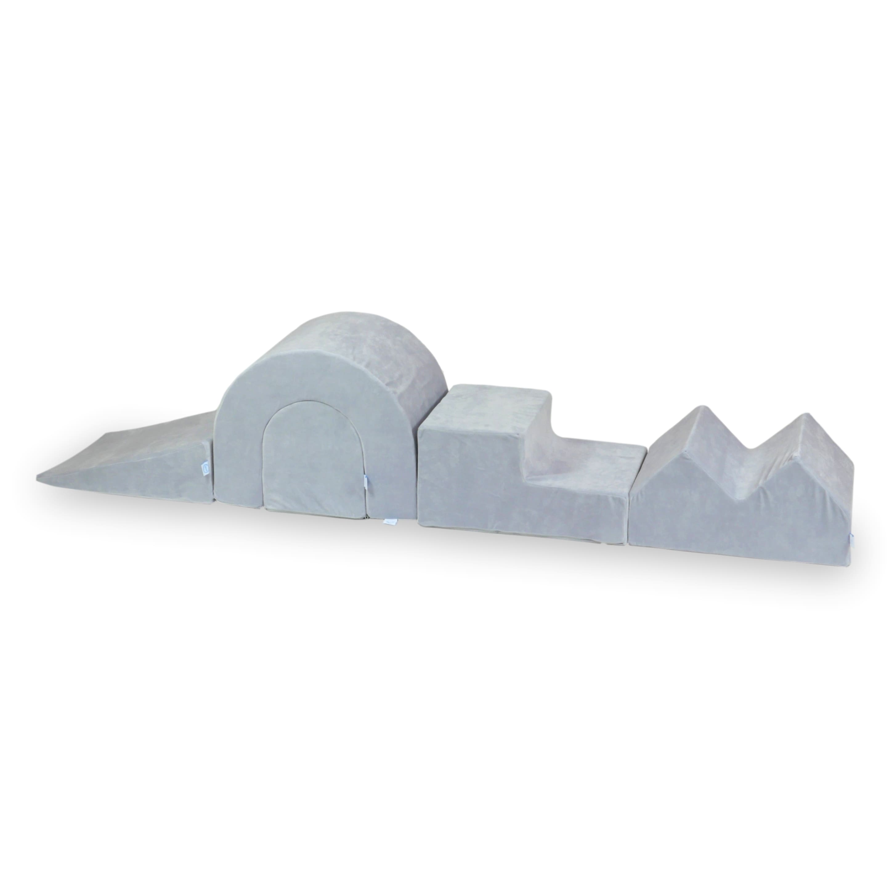 Foam play area with round pool 90x30 velvet soft light gray + 5 elements + 200 balls