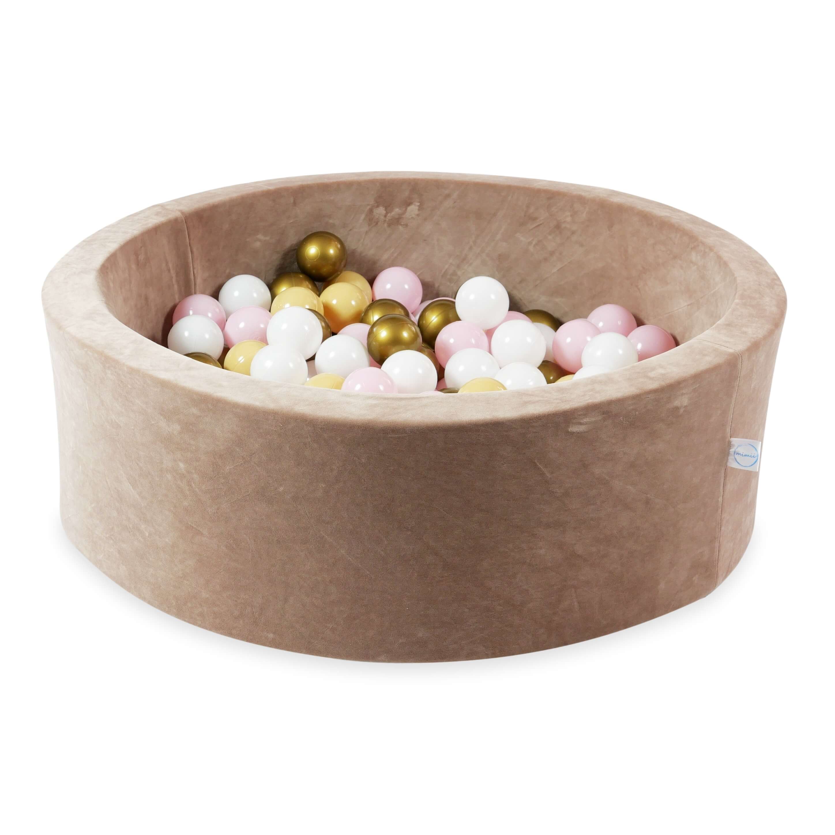Ball pool in soft velvet brown 90x30 cm with 200 balls