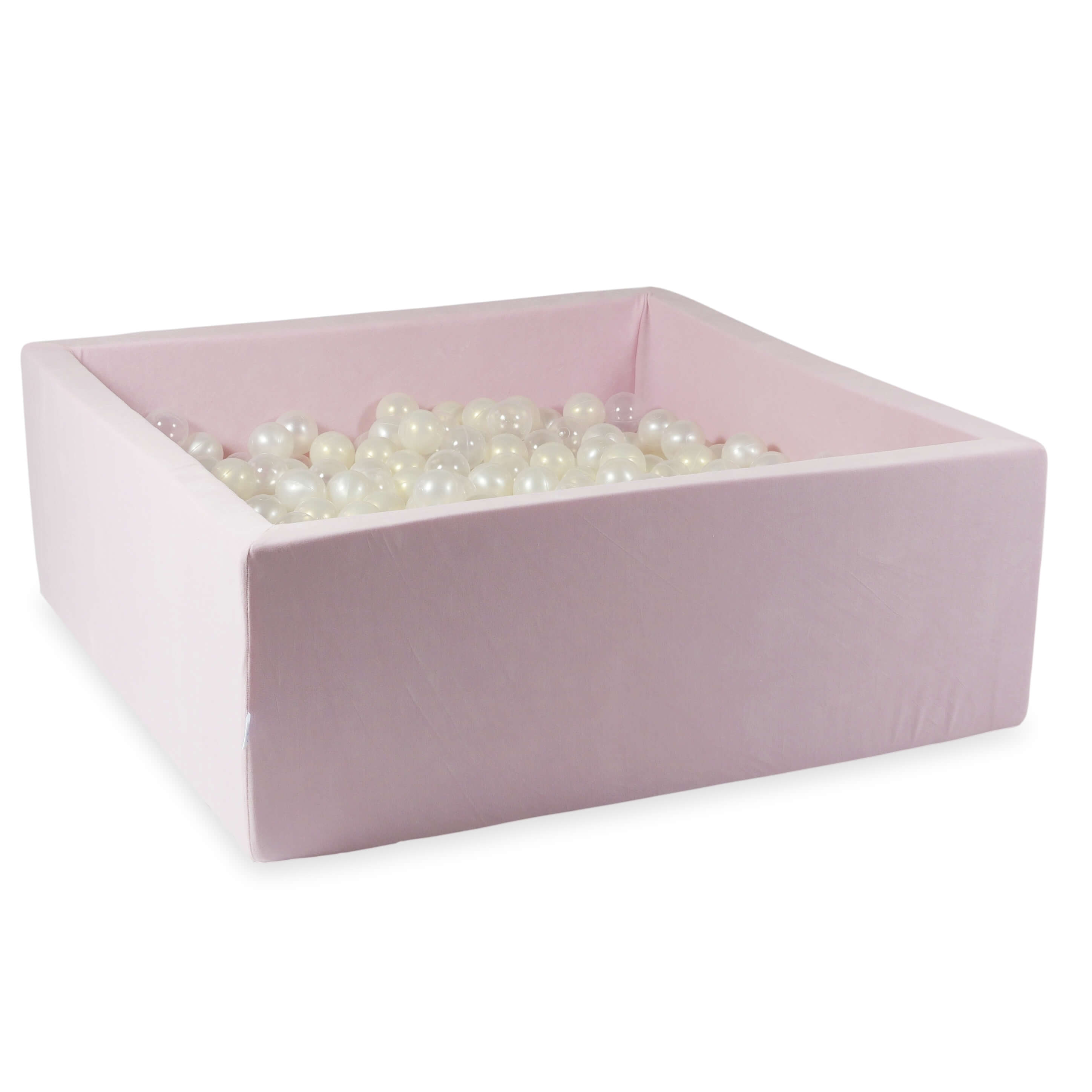 Bällebad quadratisch 110x110x40 cm aus Soft Velvet Light Pink, 600 Bälle