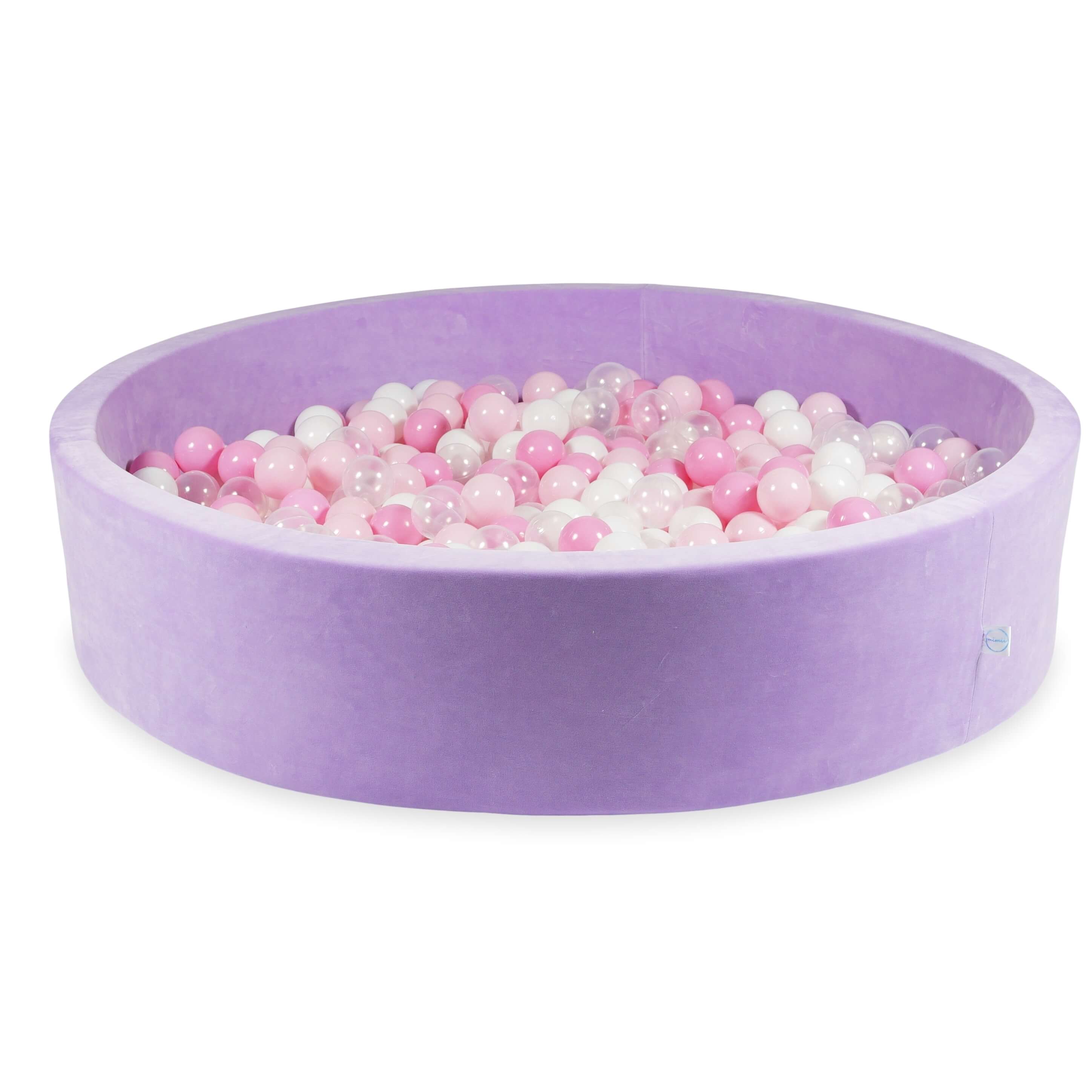 Lilac soft velvet ball pit 130x30 cm with 600 balls