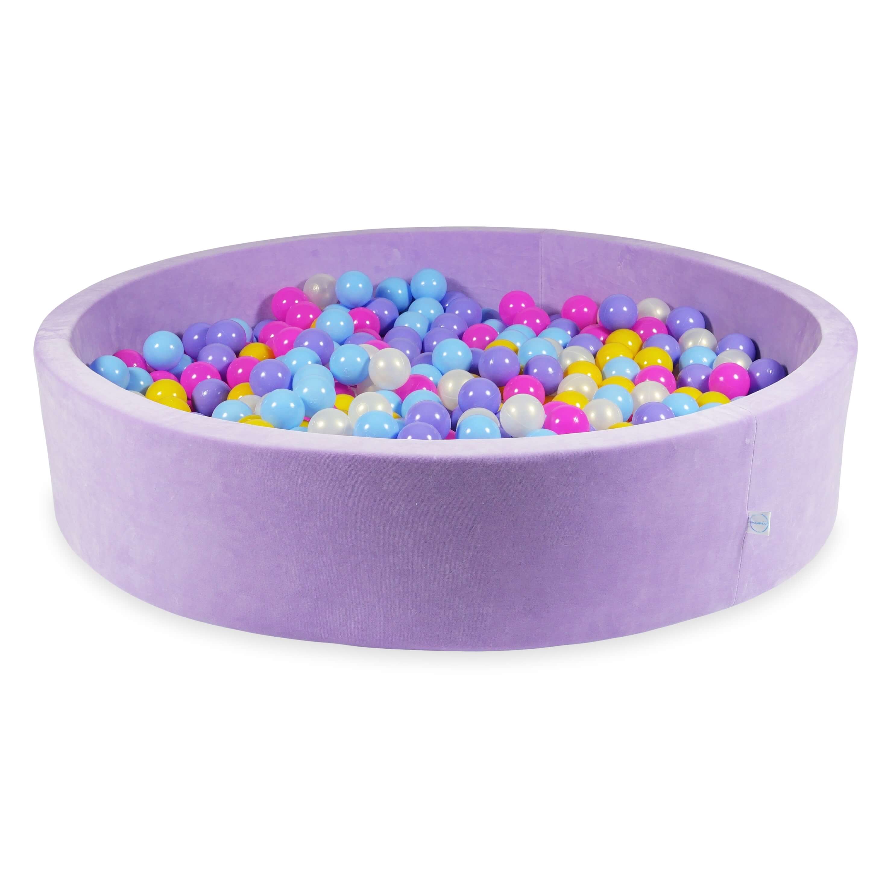 Lilac soft velvet ball pit 130x30 cm with 600 balls