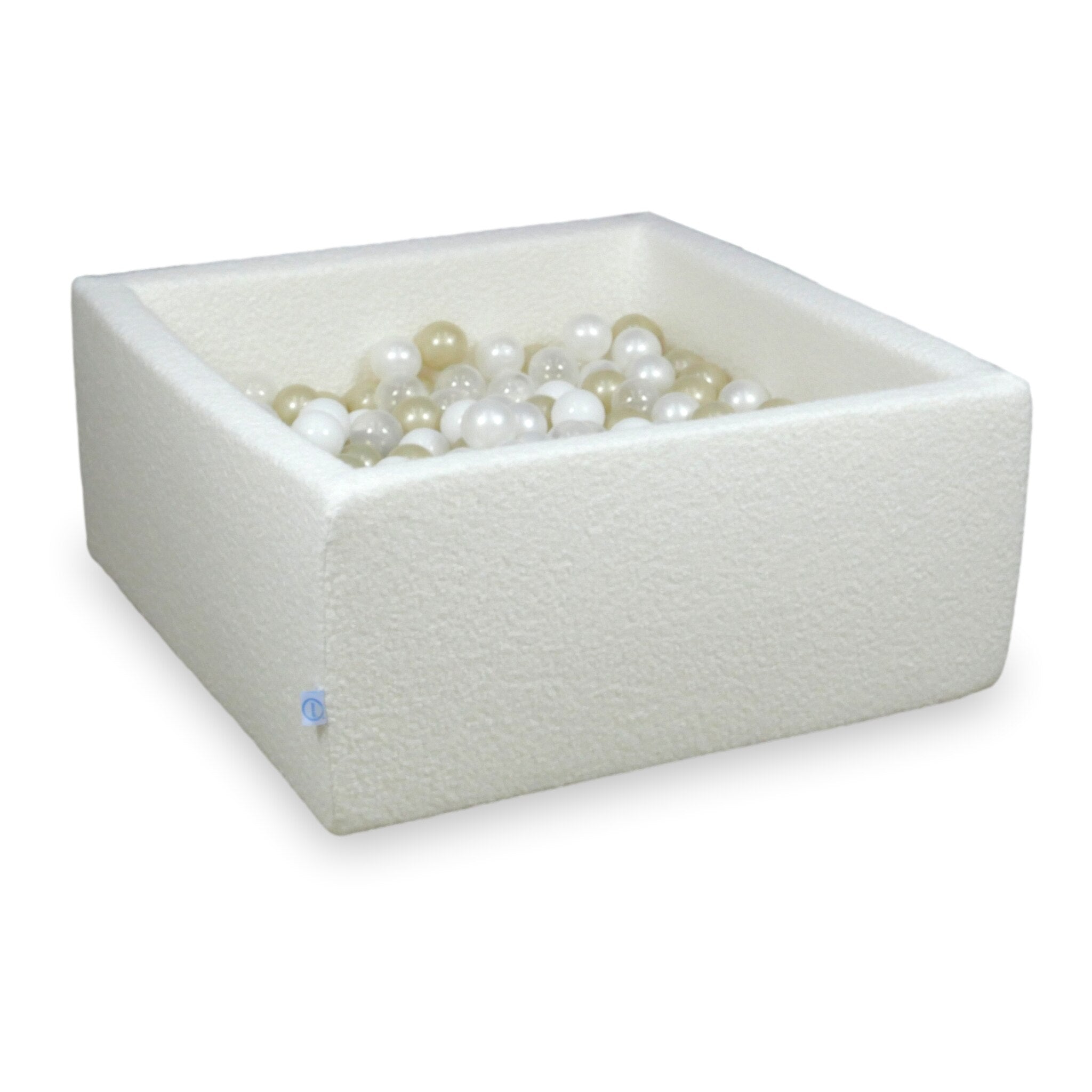 Square ball pit 90x90x40 cm in Boucle White 400 balls