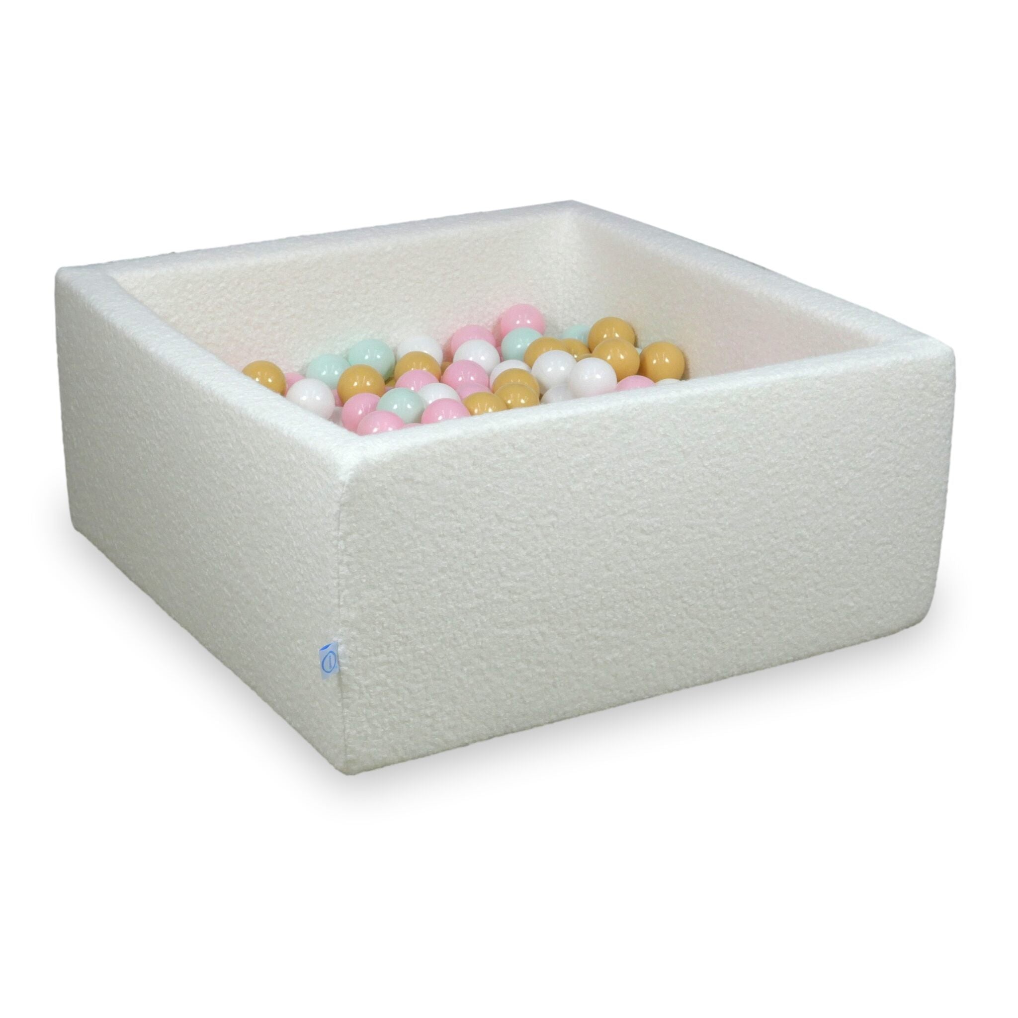 Square ball pit 90x90x40 cm in Boucle White 400 balls