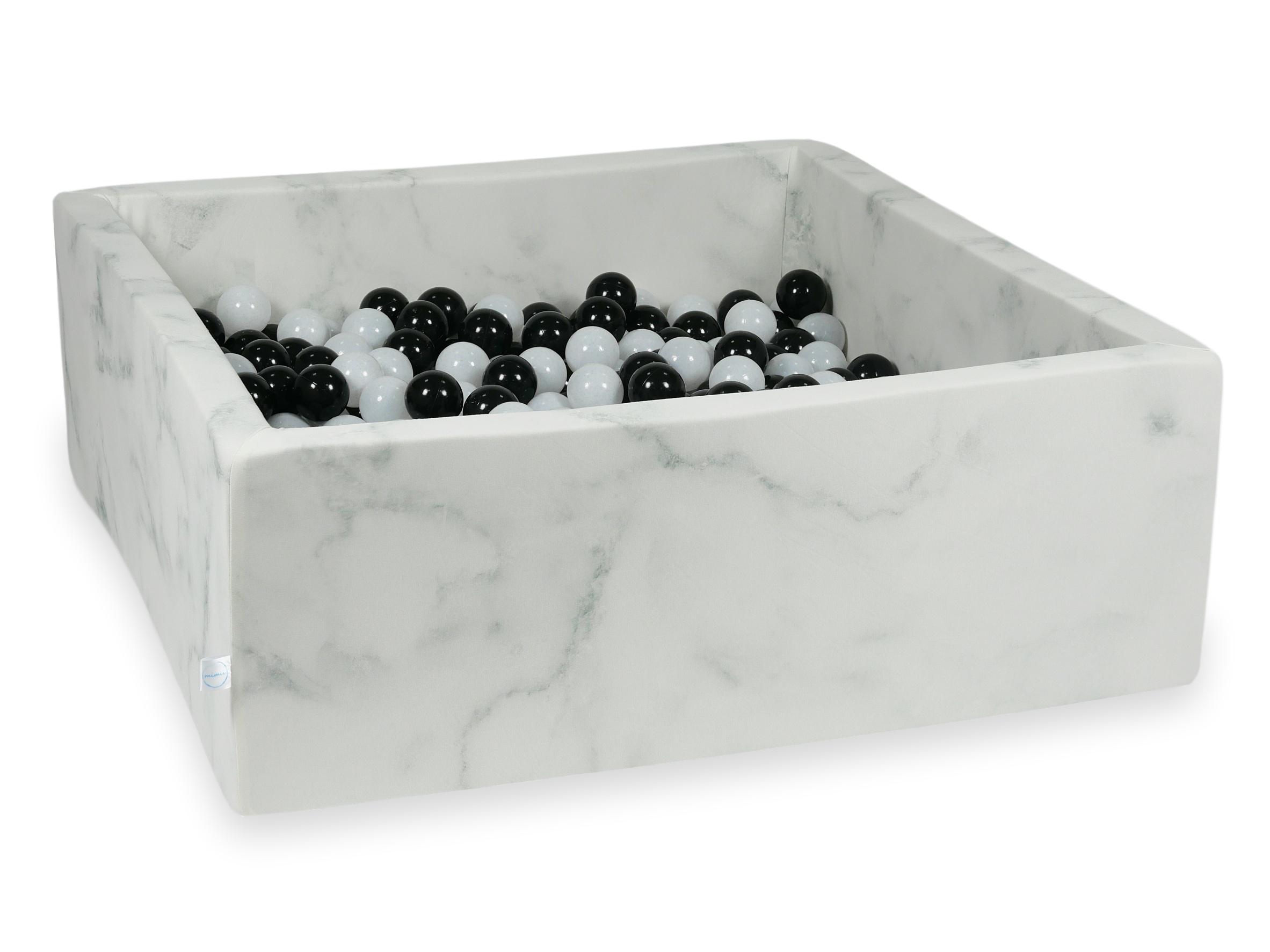 Kugelpiscine quadratisch 110x110x40 cm aus Samt Marble, 600 Bälle