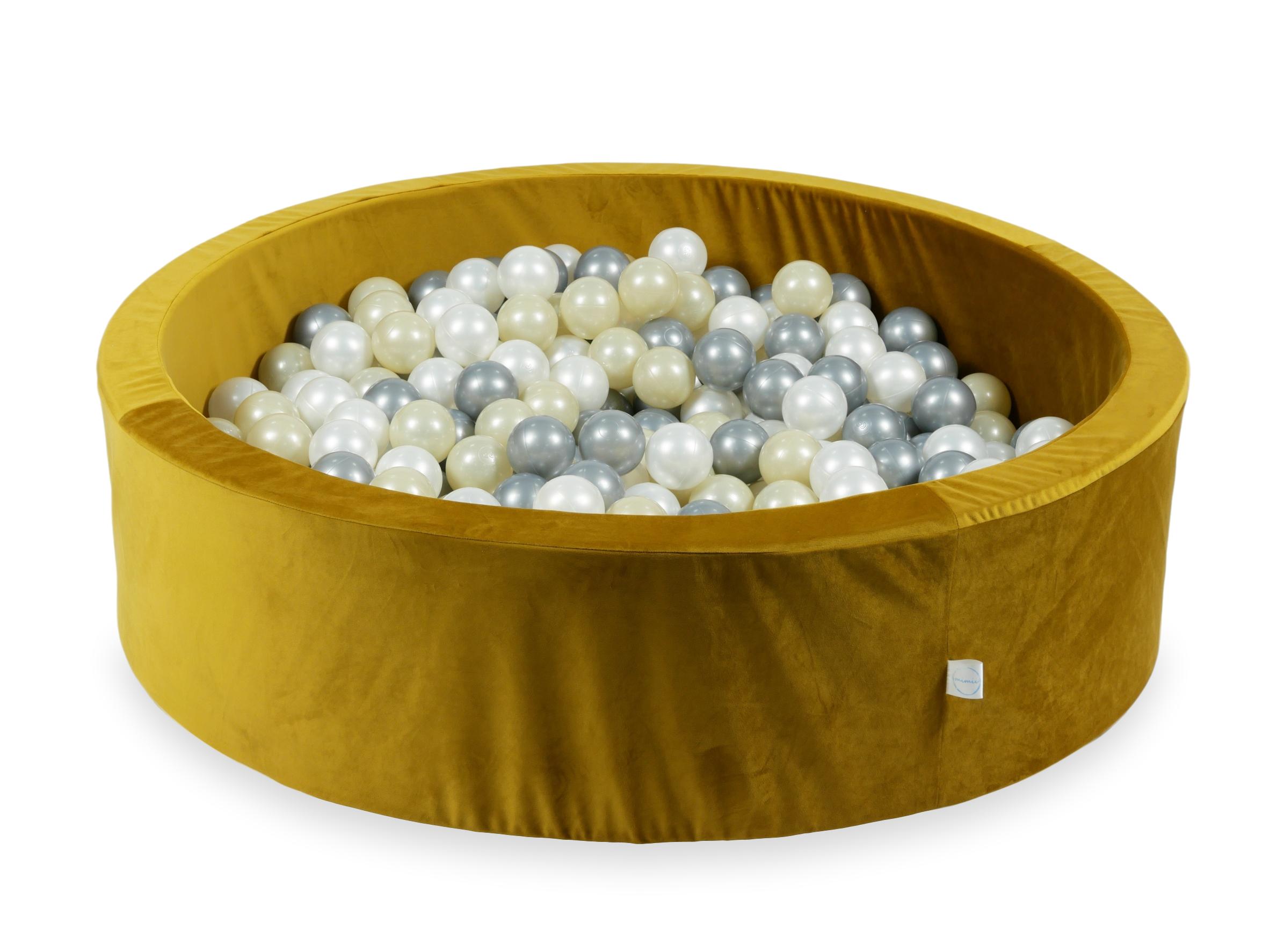 Velvet Ball Pit Velvet Gold 110x30 cm with 400 balls