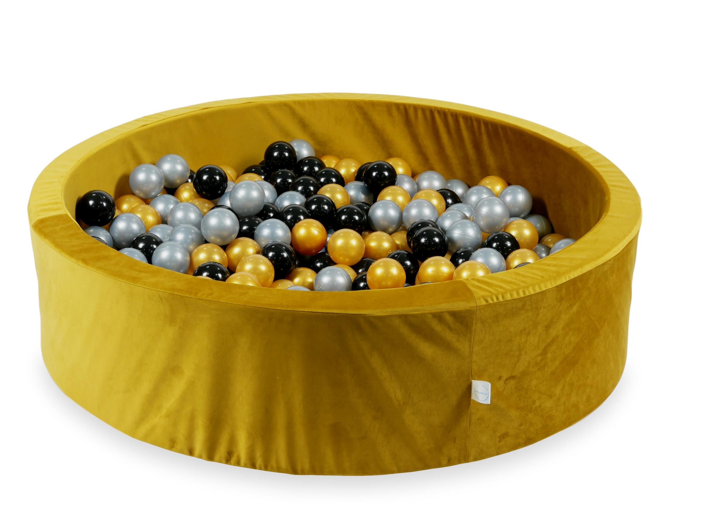 Piscine à balles en velours velvet dore 110x30 cm avec 400 balles