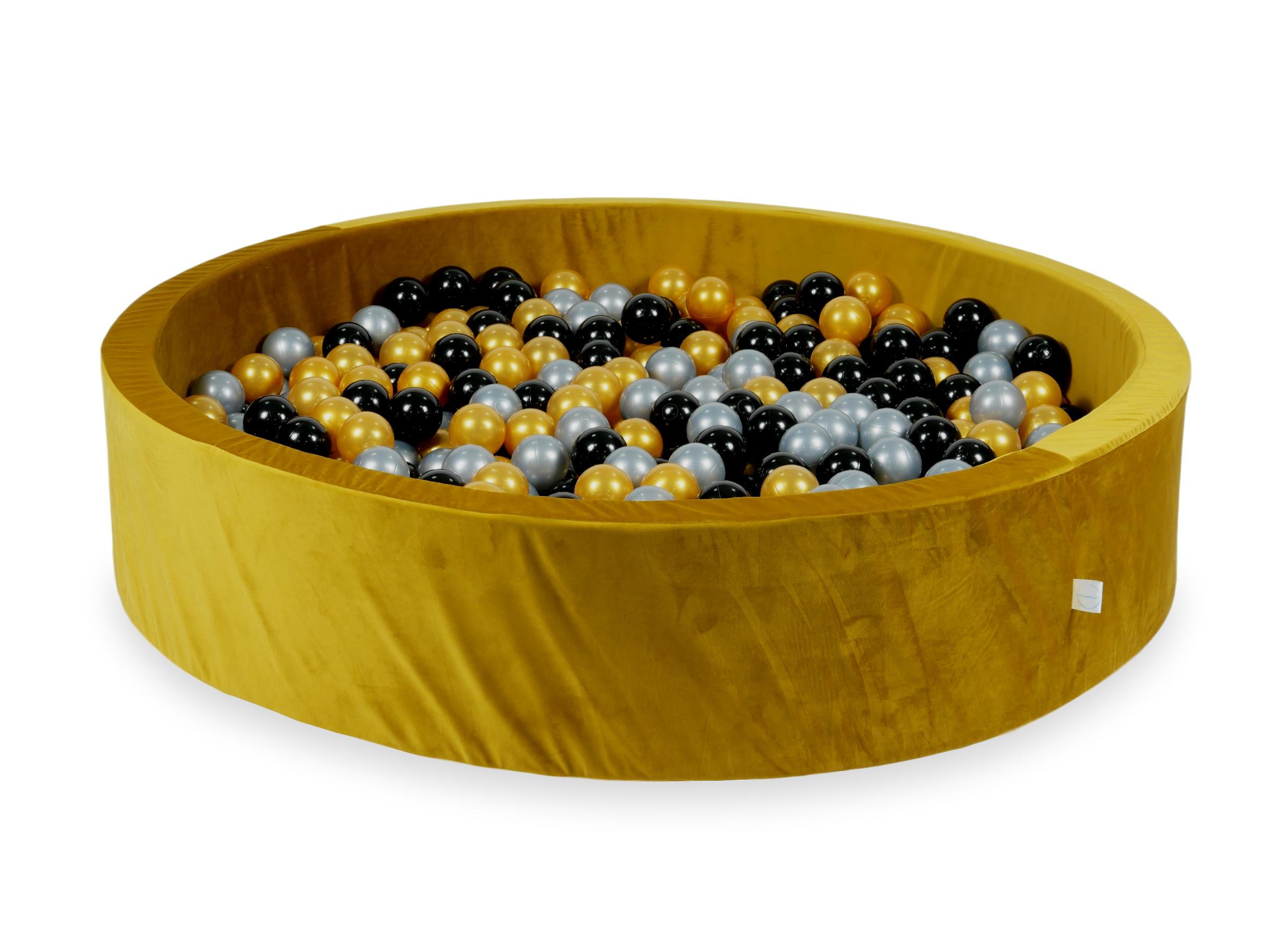 Bällebad aus Samt gold 130x30 cm mit 600 Bällen
