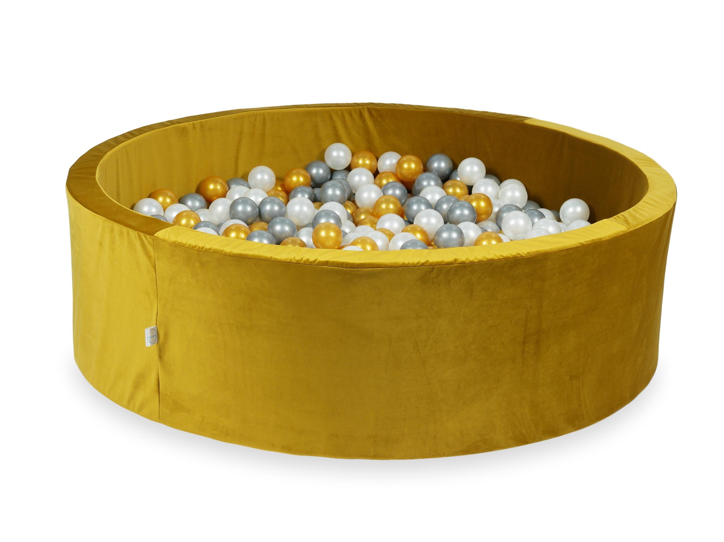 Samt-Bällebad goldfarben 130x40 cm mit 700 Bällen