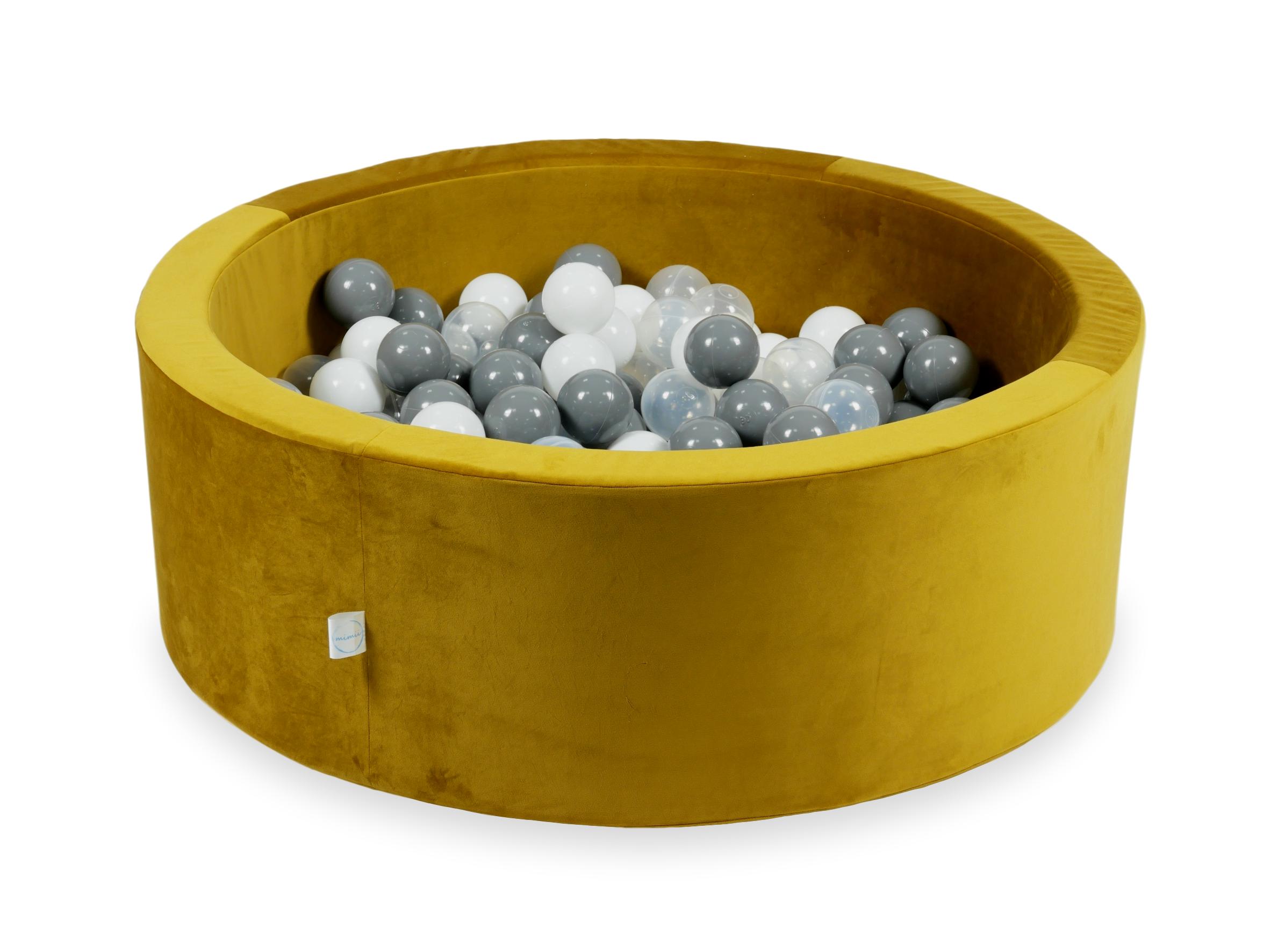 Piscine à balles en velours velvet dore 90x30 cm avec 200 balles