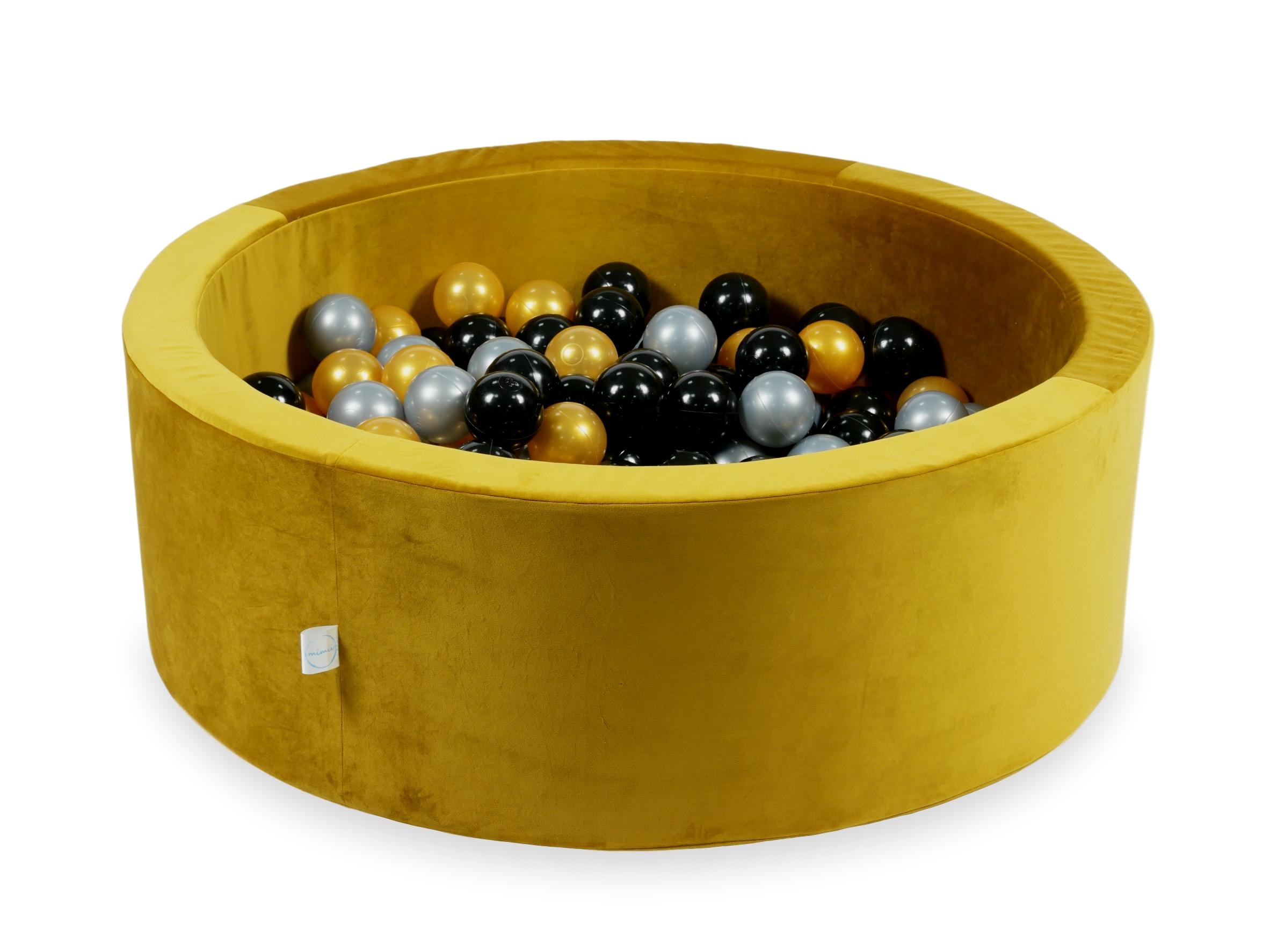 Piscine à balles en velours velvet dore 90x30 cm avec 200 balles