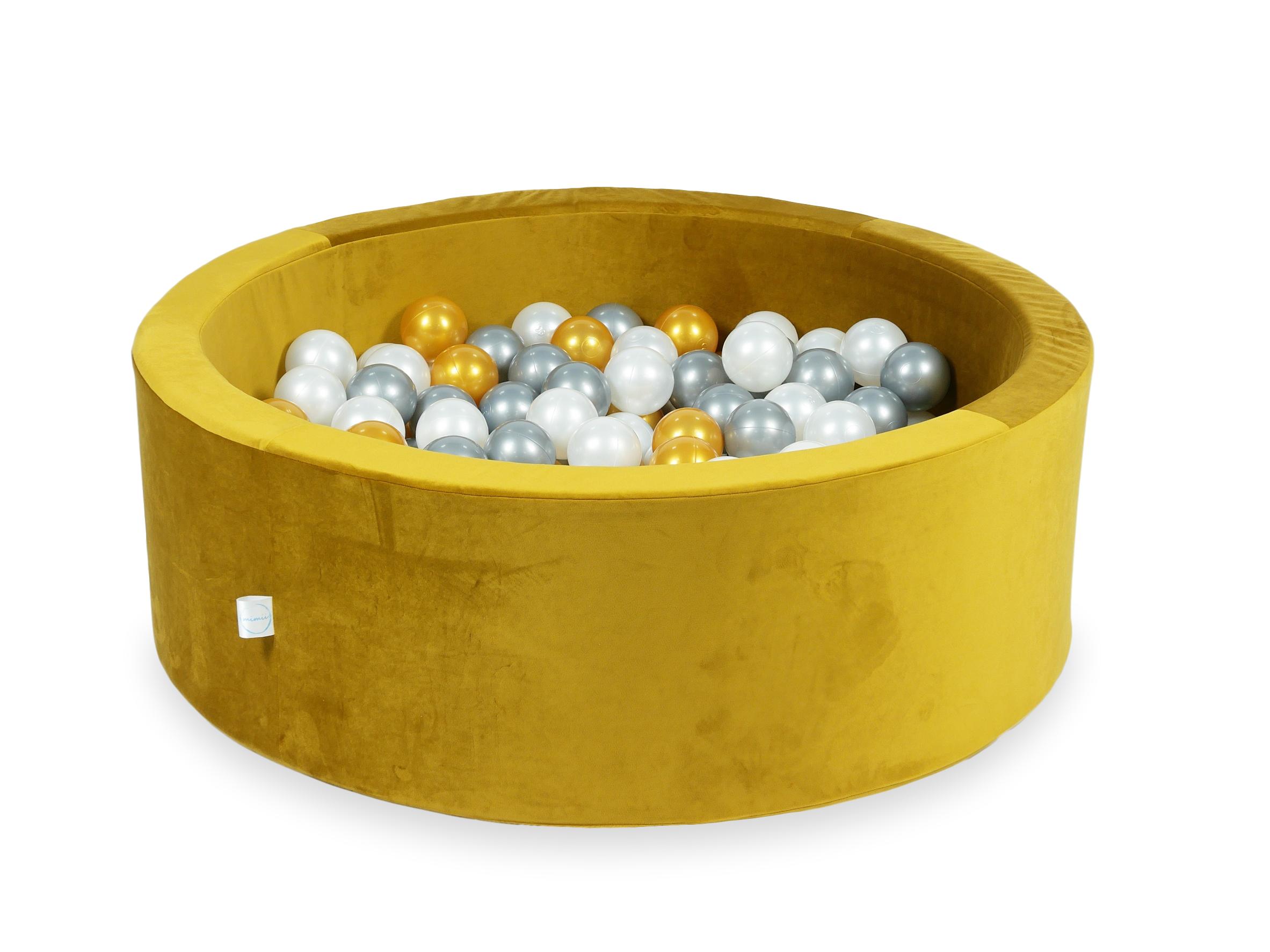 Piscine à balles en velours velvet dore 90x30 cm avec 200 balles