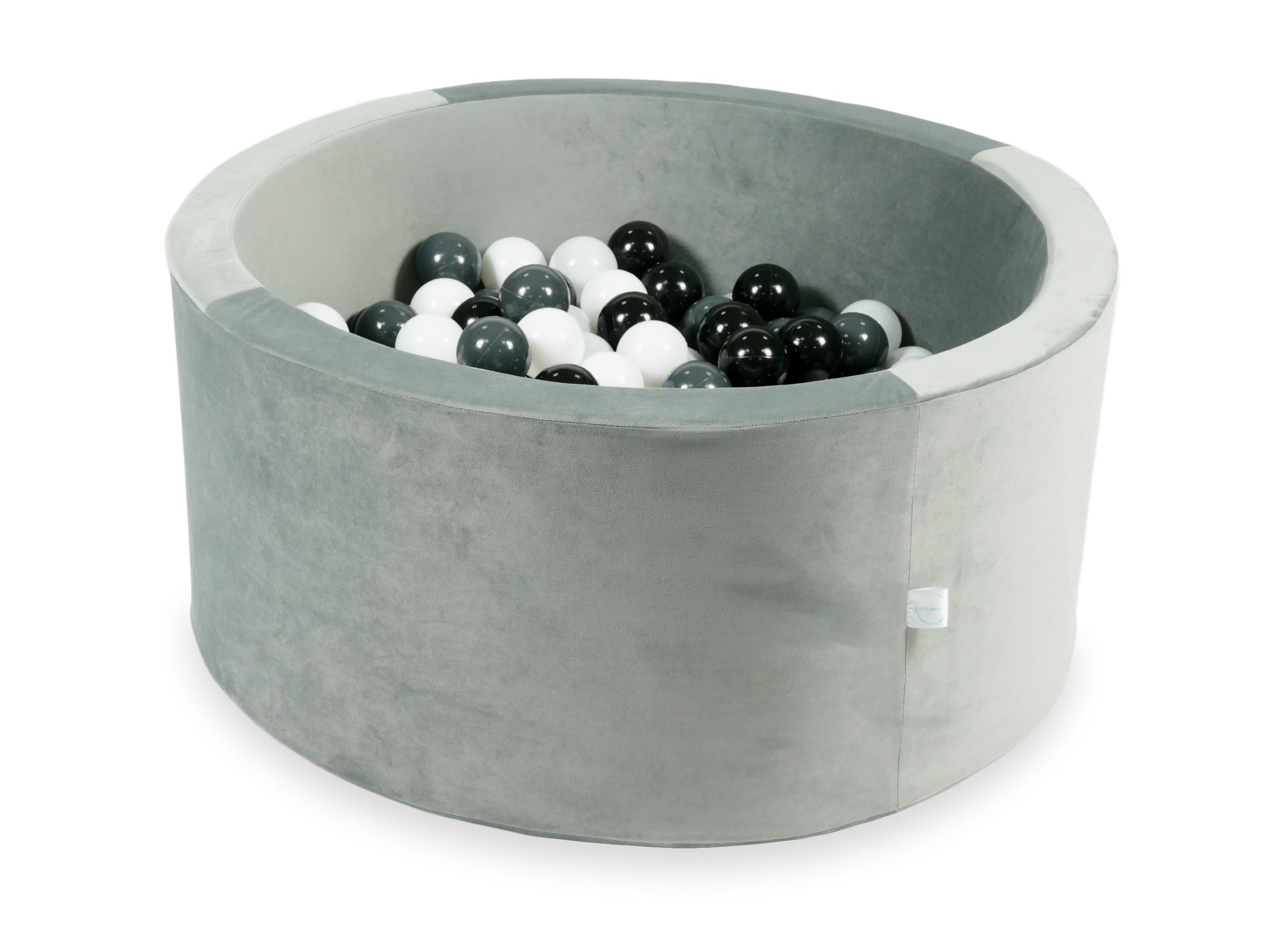 90x40 cm Velvet Gray Ball Pit with 300 Balls