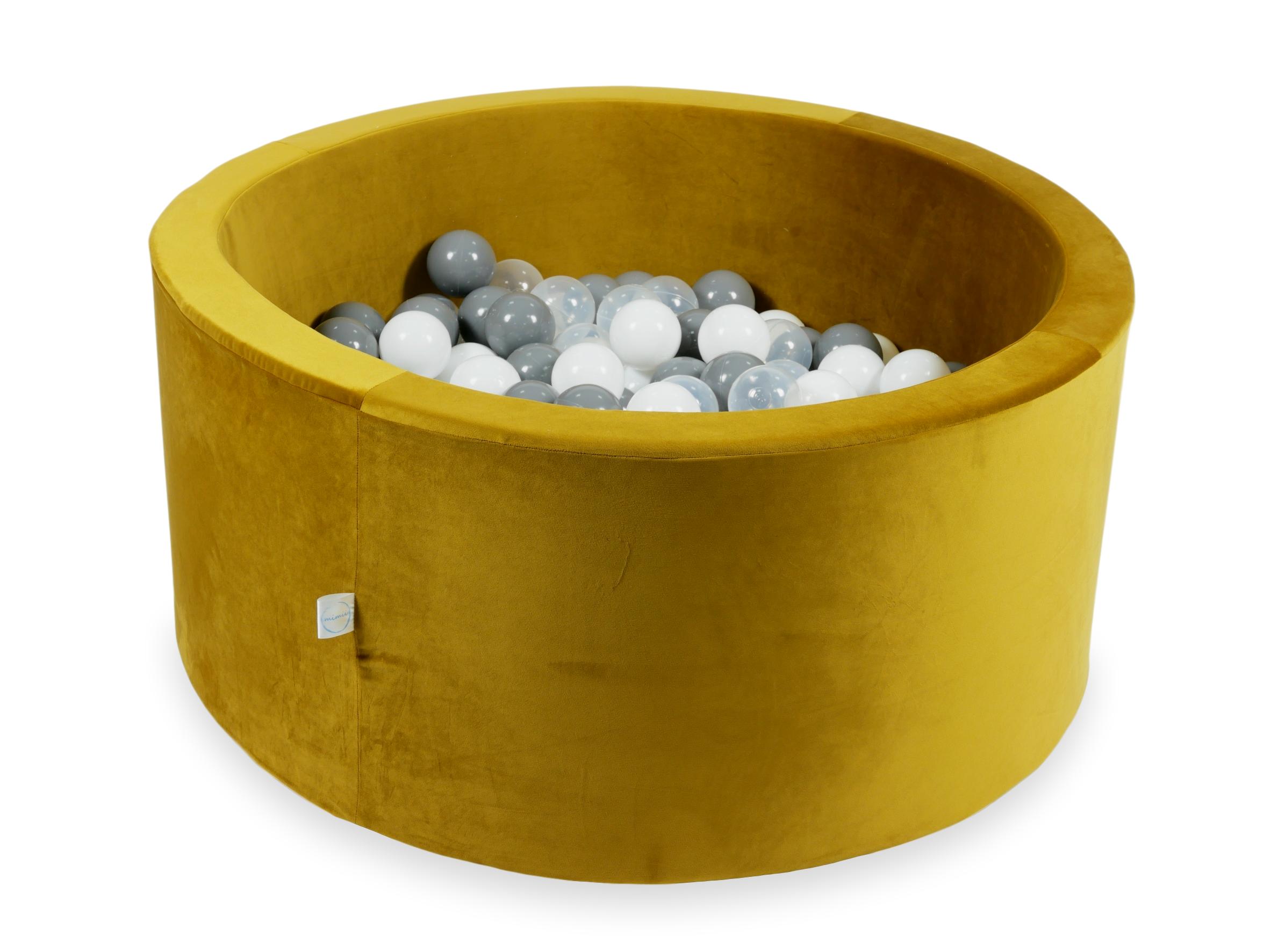 Bällebad aus Samt goldfarben 90x40 cm mit 300 Bällen