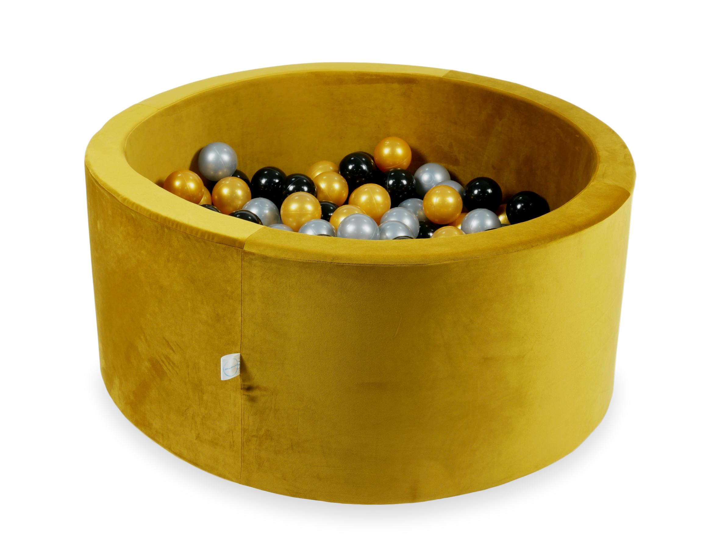 Bällebad aus Samt goldfarben 90x40 cm mit 300 Bällen