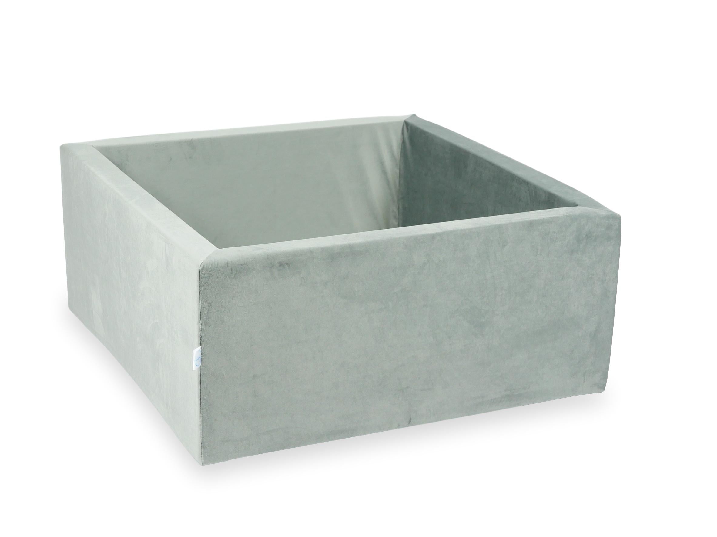 Square Ball Pit 90x90x40 cm Velvet gray without balls