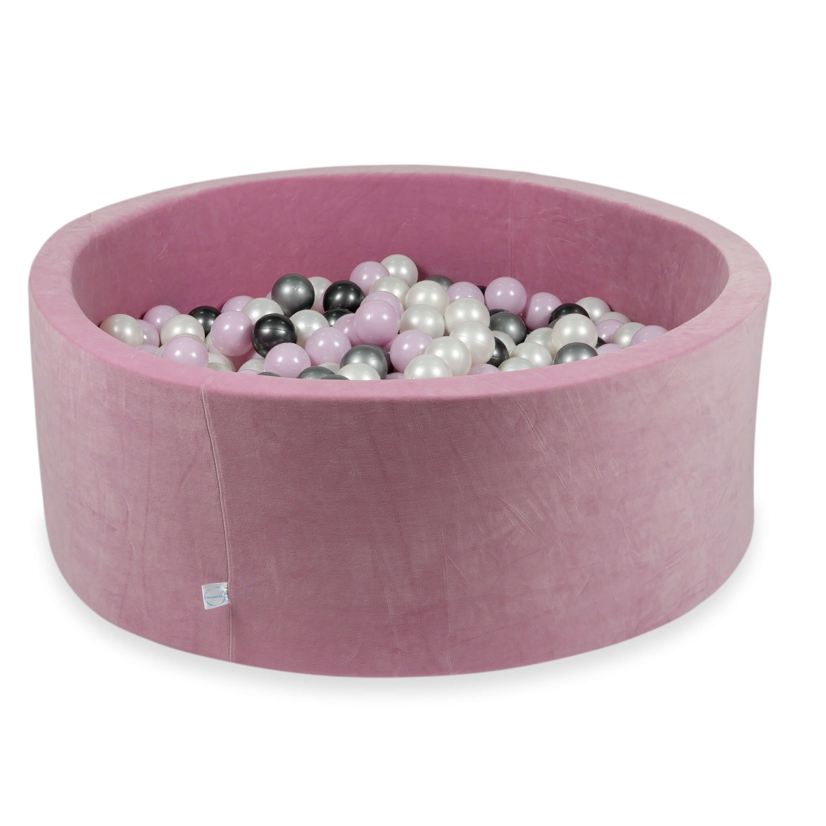 Ball Pit in velvet velvet soft pink 110x40 cm with 500 balls