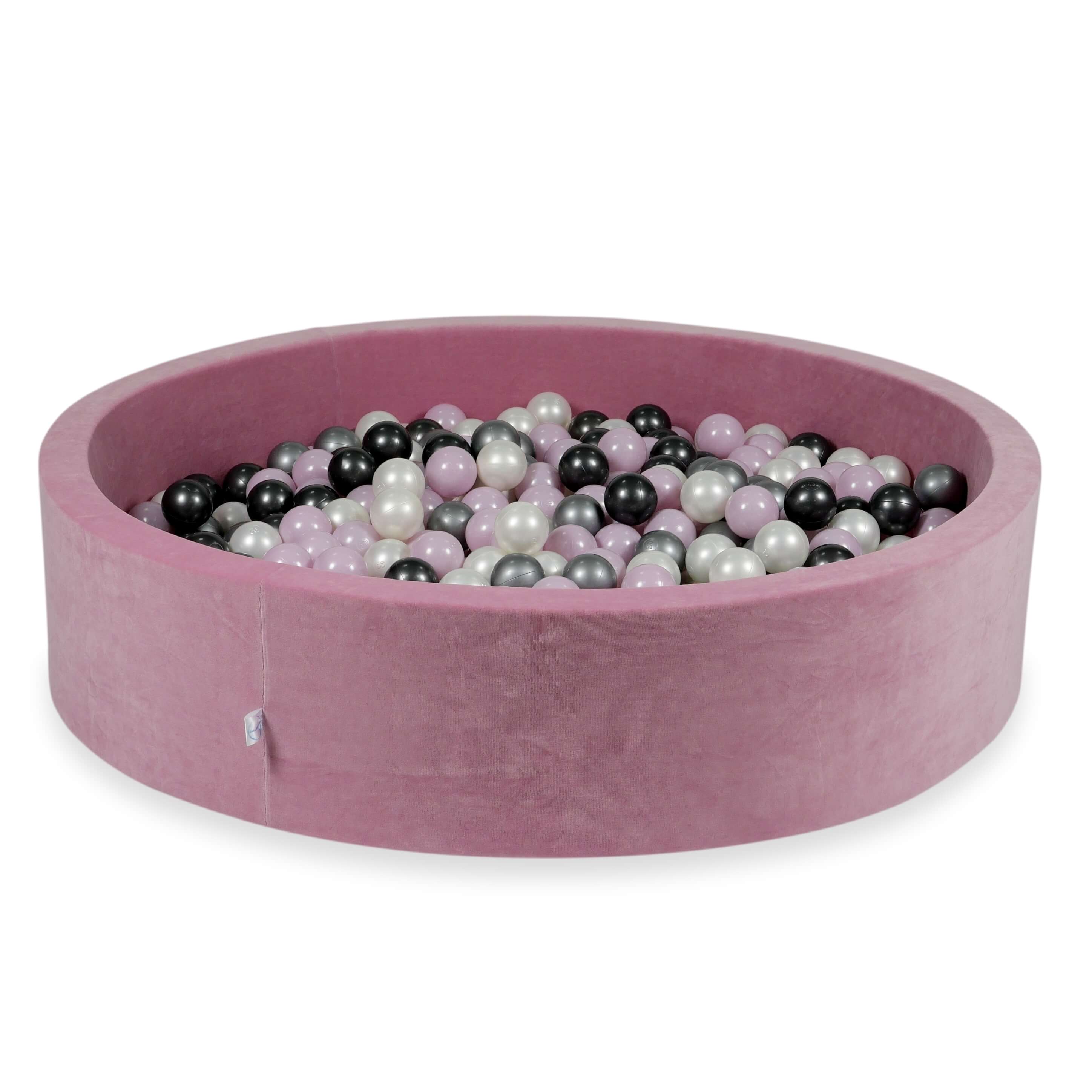 Pink soft velvet ball pit 130x30 cm with 600 balls