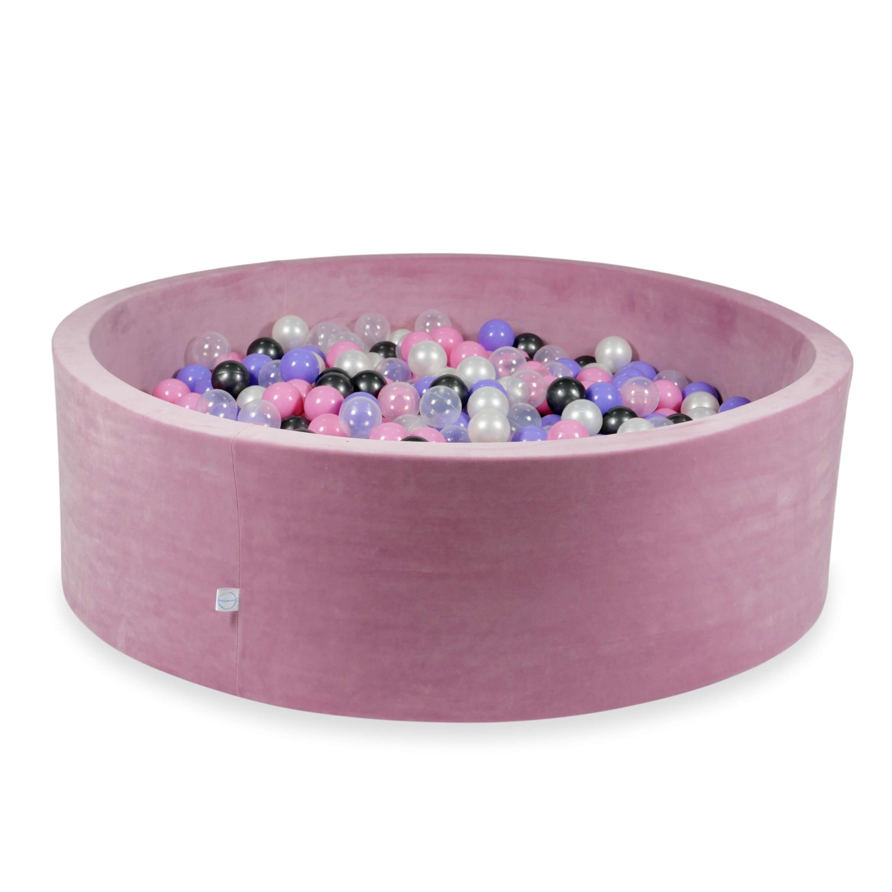 Piscine à balles en velours velvet soft rose 130x40 cm avec 700 balles