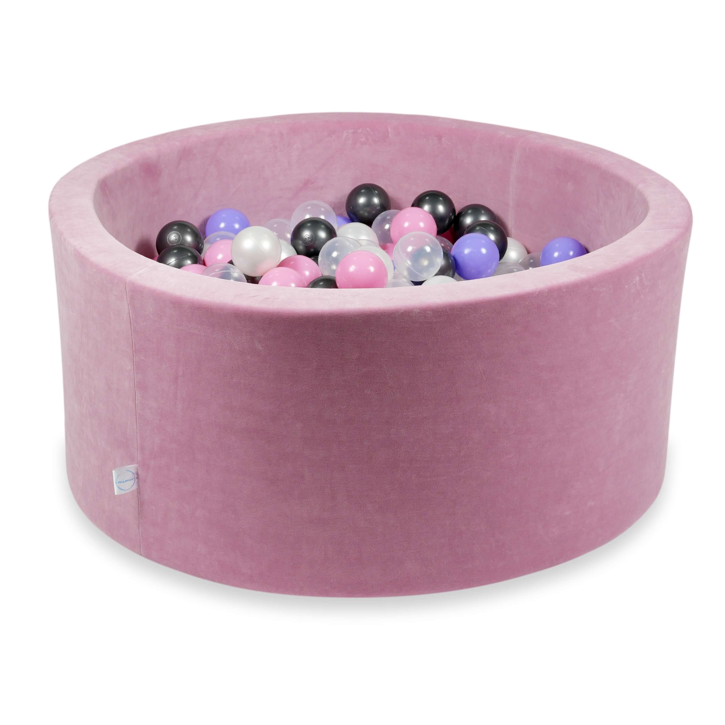 90x40 cm Velvet Soft Pink Ball Pit with 300 Balls