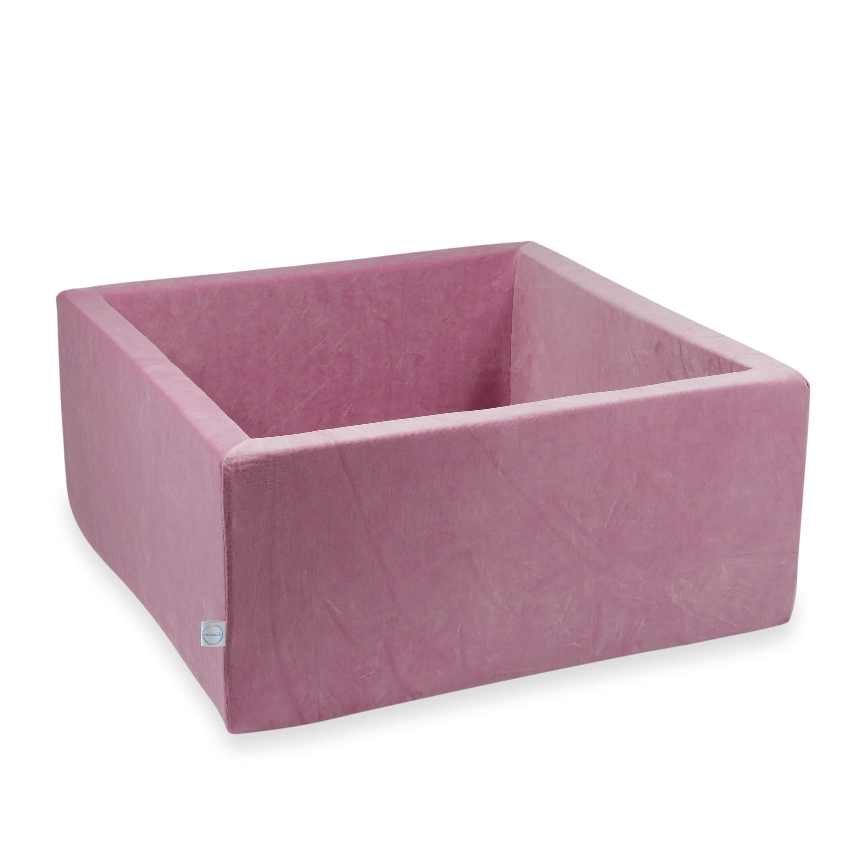 Square Ball Pit 90x90x40 cm Velvet Soft pink without balls