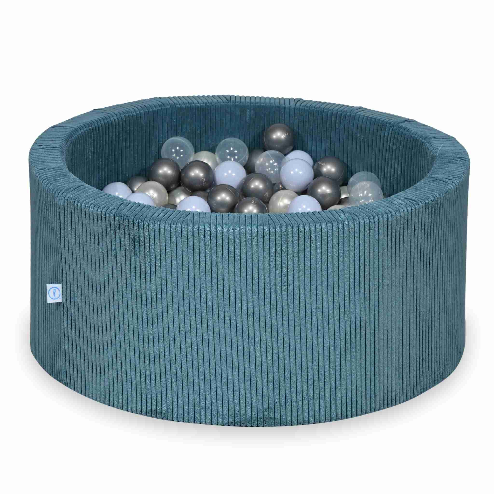 Ball Pit in corduroy blue 90x40 cm with 300 balls