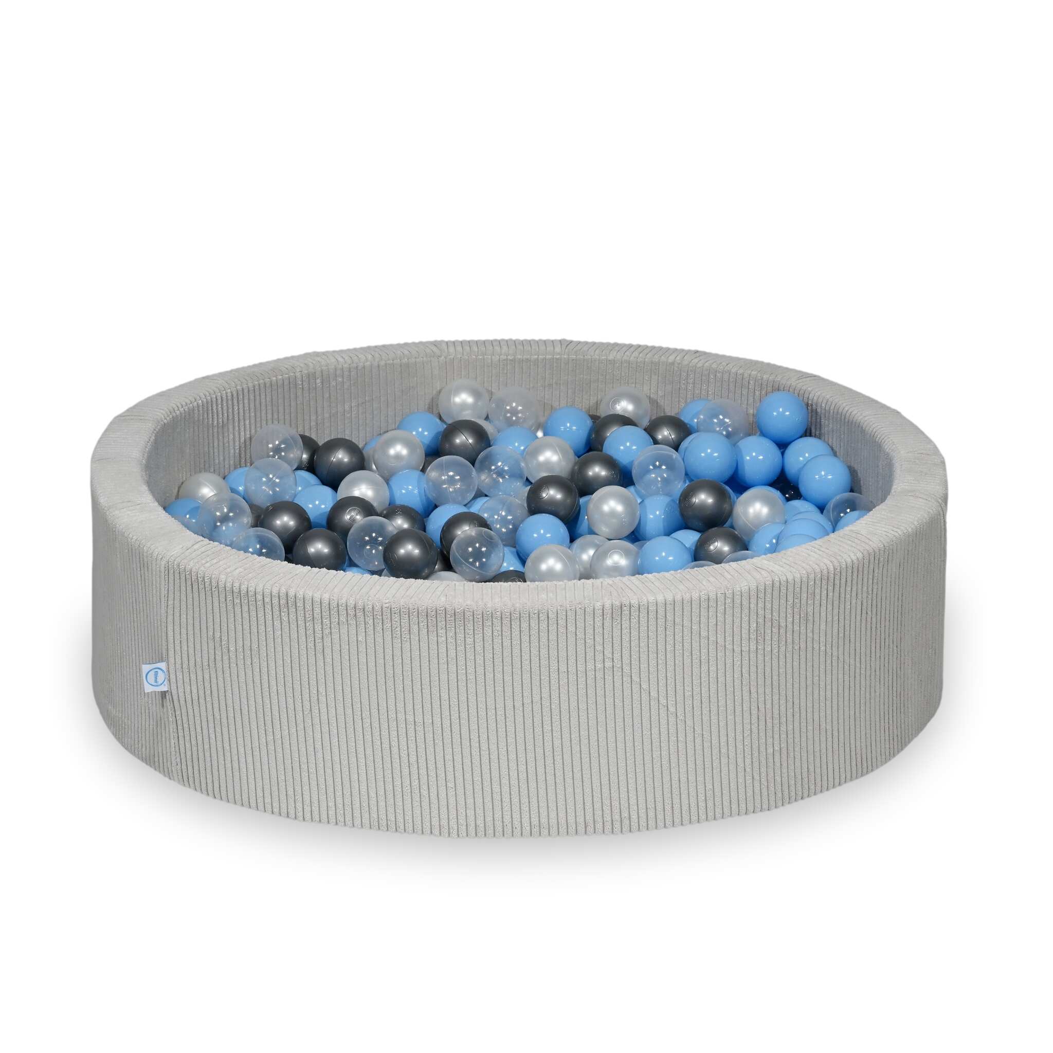 Ball Pit in corduroy grey 110x30 cm with 400 balls
